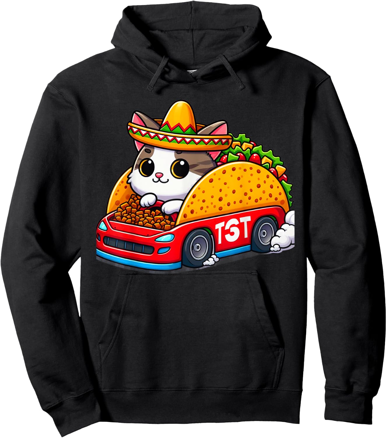 Tacocat Racecar Spelled Backwards Funny Mexican Car Taco Cat Hoodie - Hoodie | Black