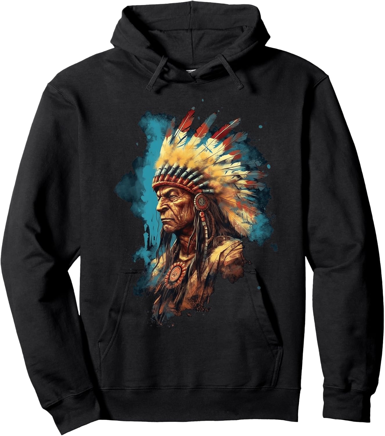 Native American Indian Headdress Traditional Art Men Women Hoodie - Hoodie | Black