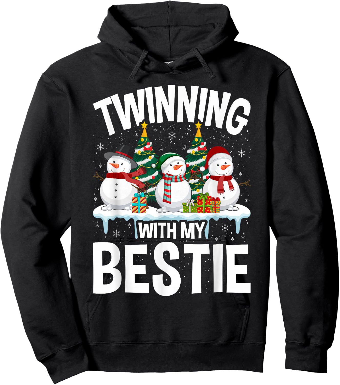 Twinning With My Bestie Xmas Snowman Matching Christmas Kids Hoodie - Hoodie | Black
