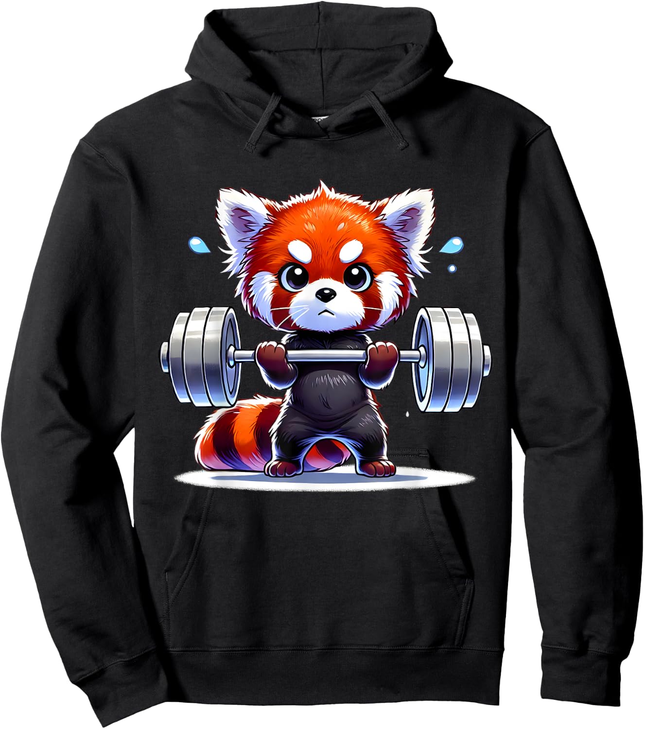 Kawaii Red Panda Weightlifting Funny Fitness Gym Hoodie - Hoodie | Black