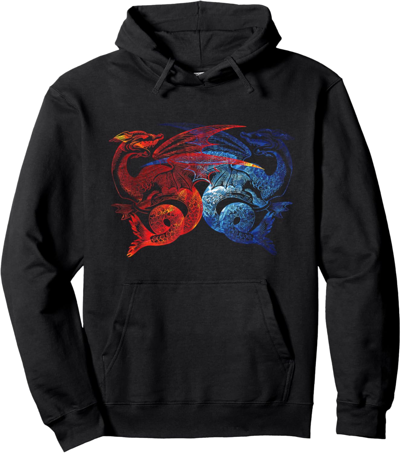 Red & Blue Dragon Fighting Gift Fun Hoodie - Hoodie | Black
