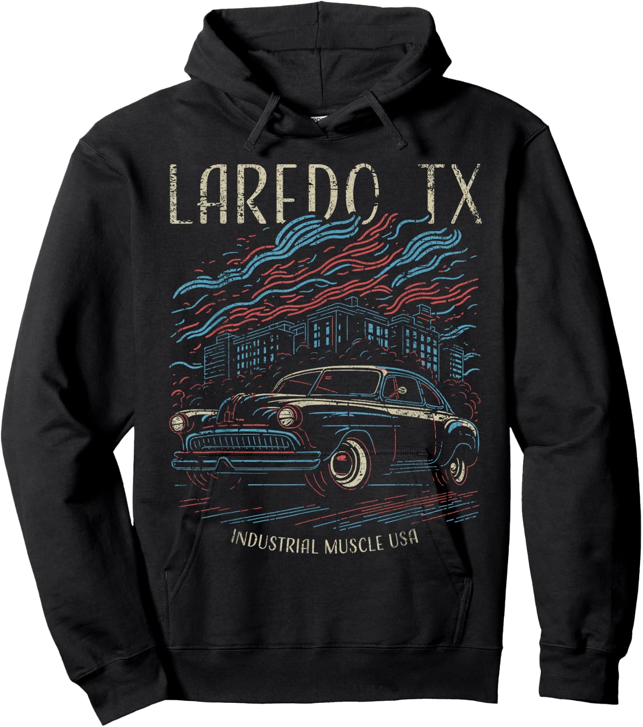 Laredo TX USA Classic Car Industrial Muscle Design Hoodie - Hoodie | Black