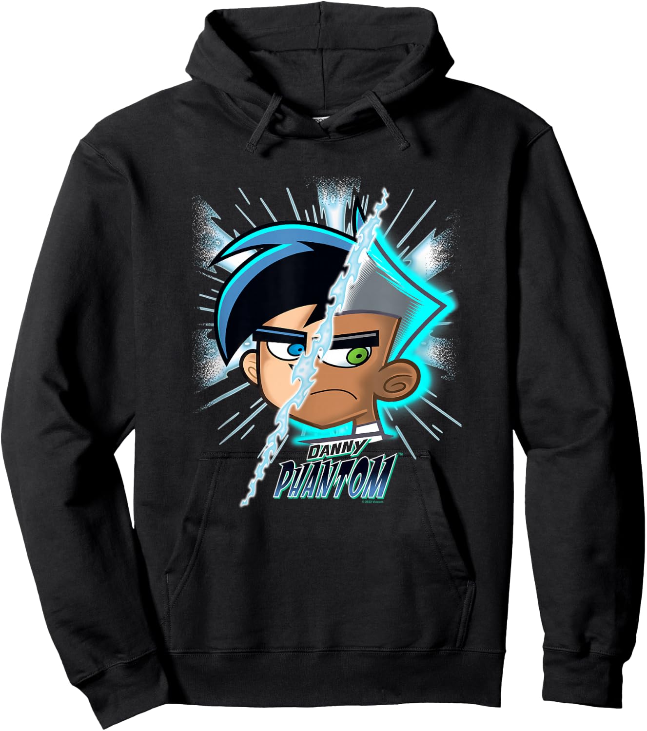 Danny Phantom Split Face Going Ghost Transformation Hoodie - Hoodie | Black