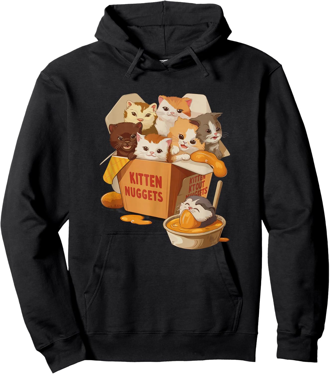 Kitten Nuggets Funny Cat Lover Pun Hoodie - Hoodie | Black