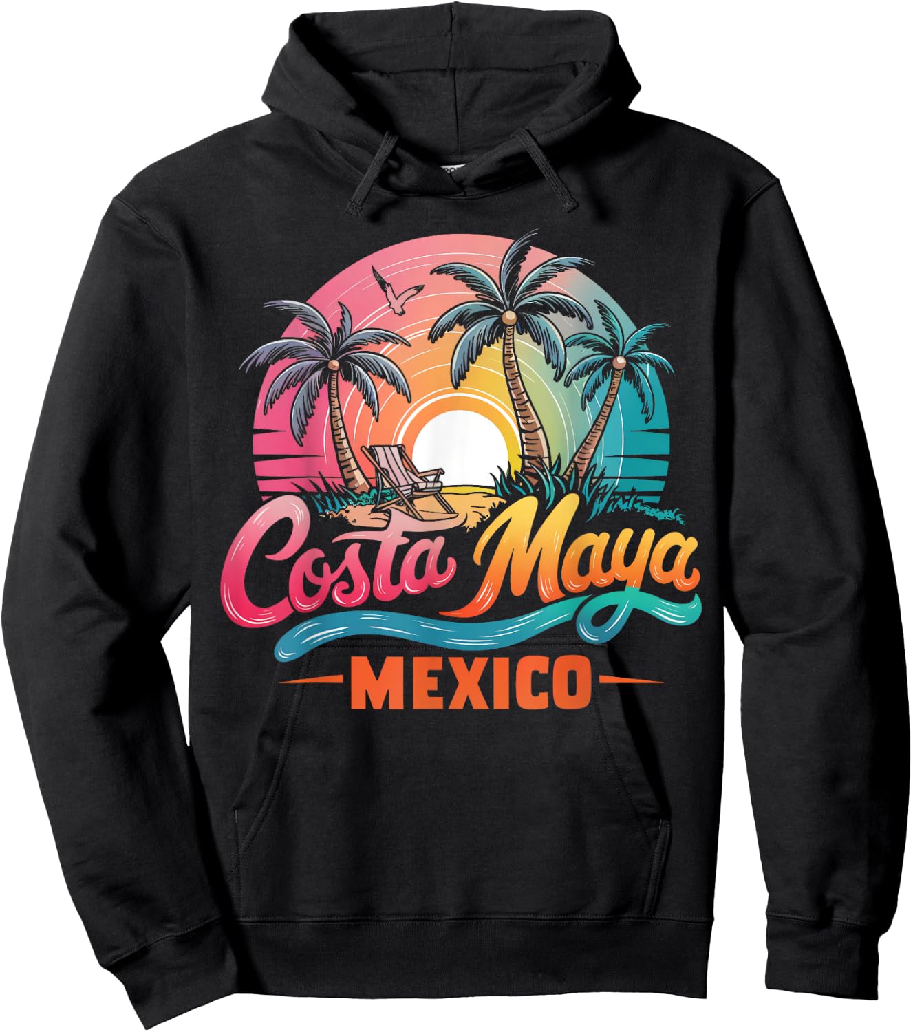 Costa Maya Mexico Tropical Sunset beach Souvenir Vacation Men Women Girls Kids Hoodie - Hoodie | Black
