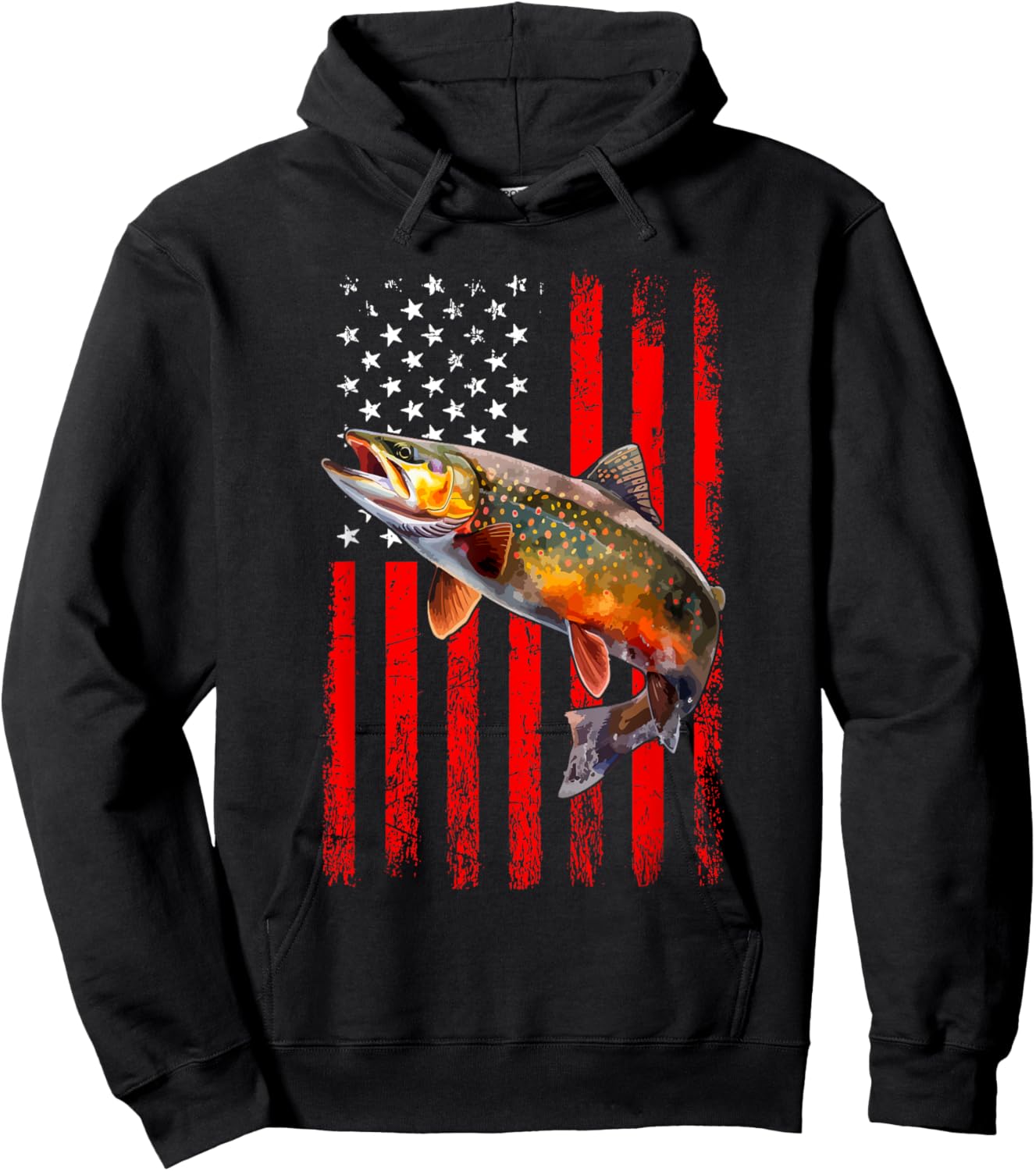 Speckled Brook trout American flag Fishing Hoodie - Hoodie | Black