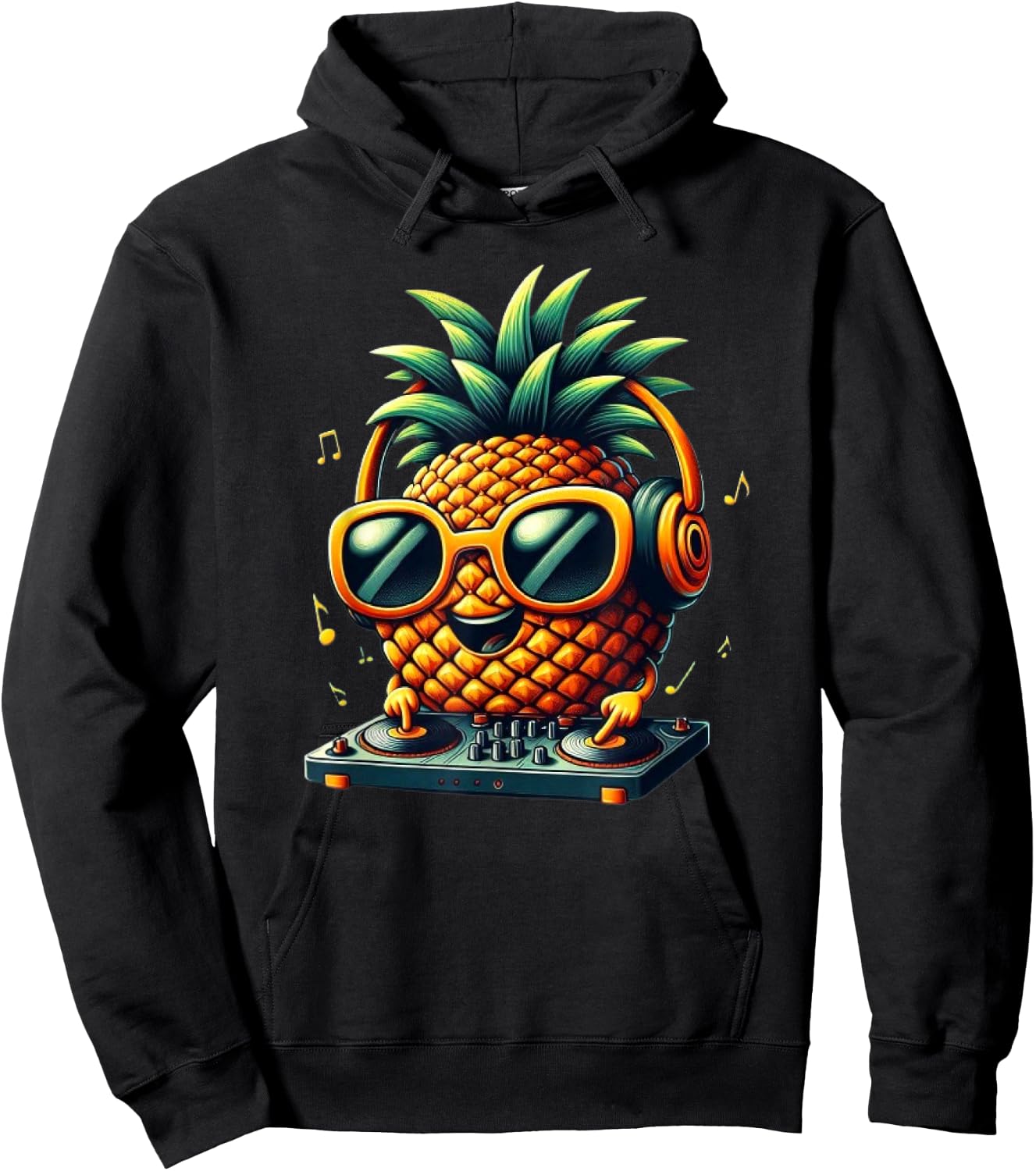 Pineapple DJ With Sunglasses Beach Funny Pineapple Summer Men Women Kids Hoodie - Hoodie | Black