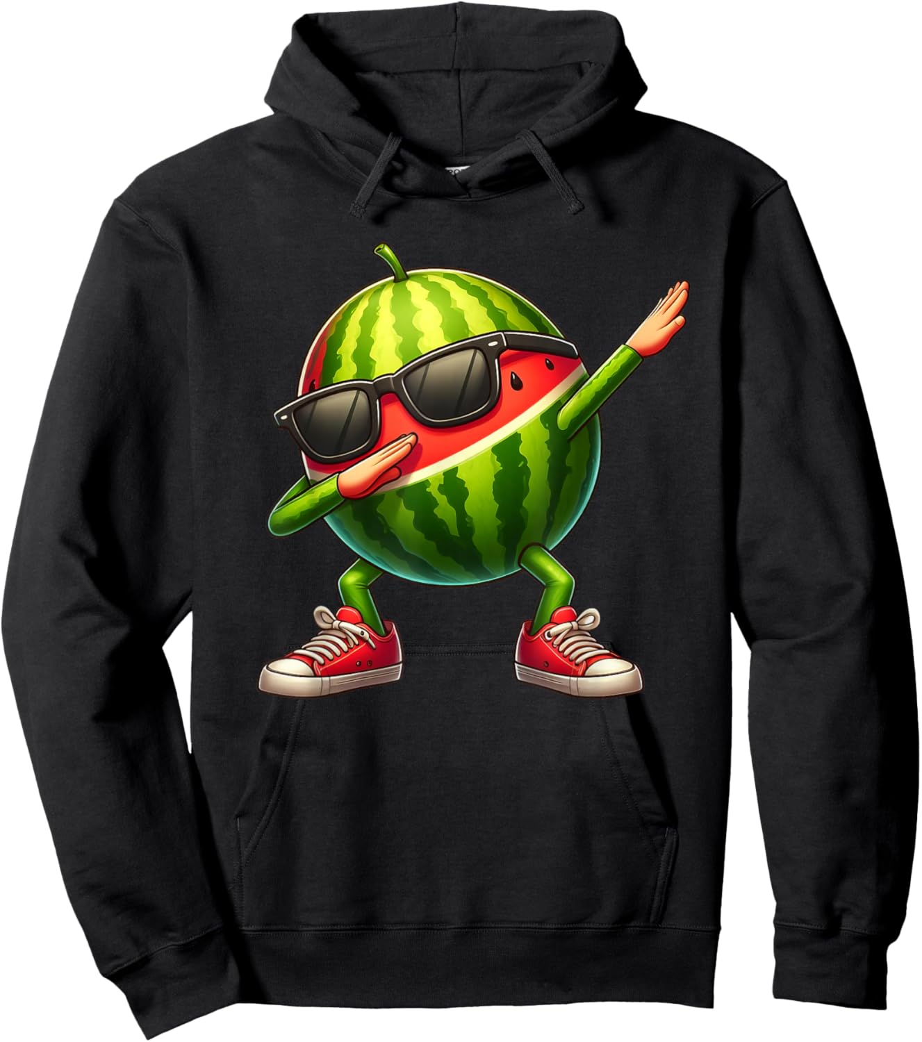 Watermelon Dabbing In Ninja Style Funny Watermelon Graphic Hoodie - Hoodie | Black