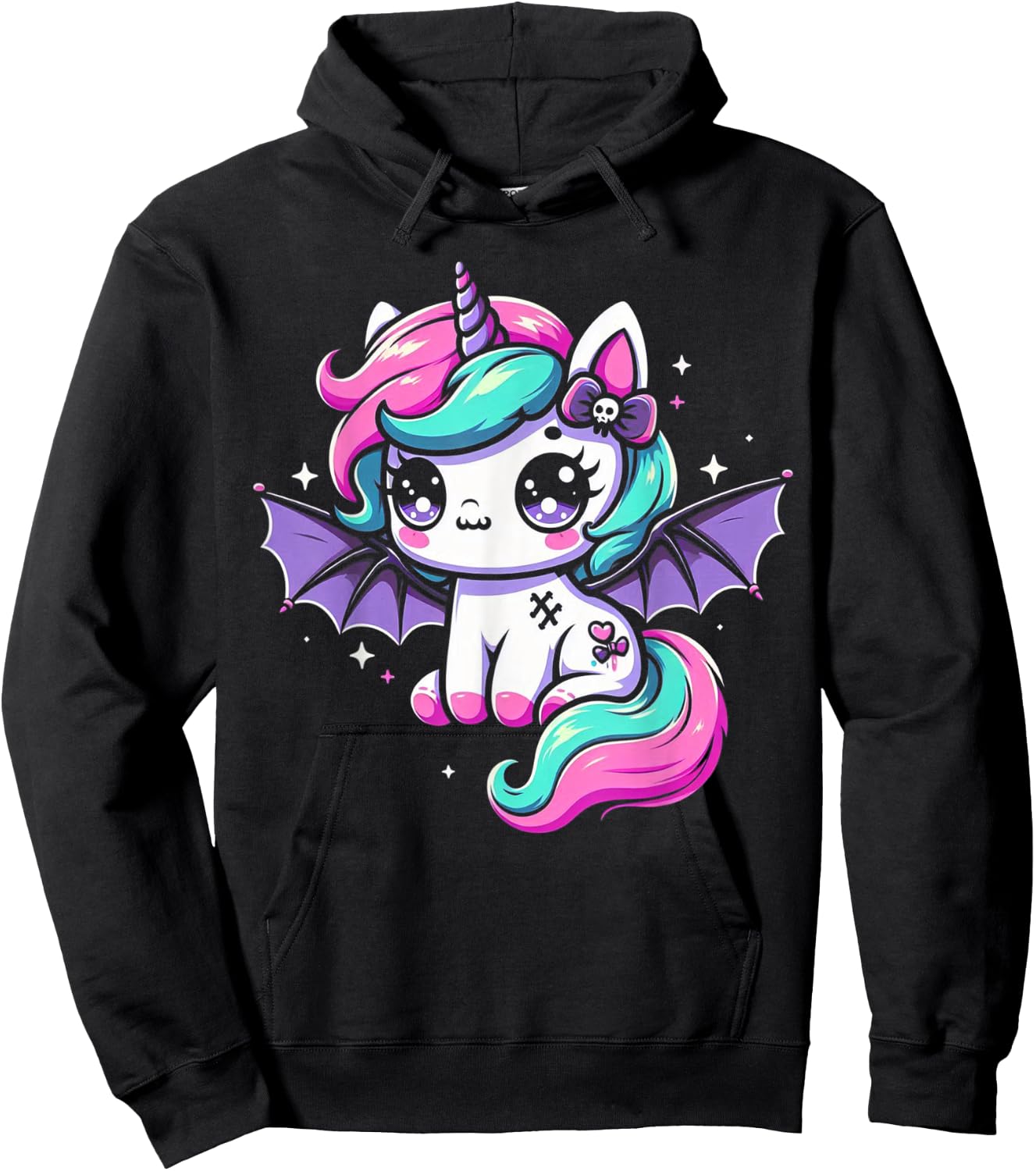 Pastel Goth Unicorn Kawaii Creepy Cute Aesthetic Art Hoodie - Hoodie | Black