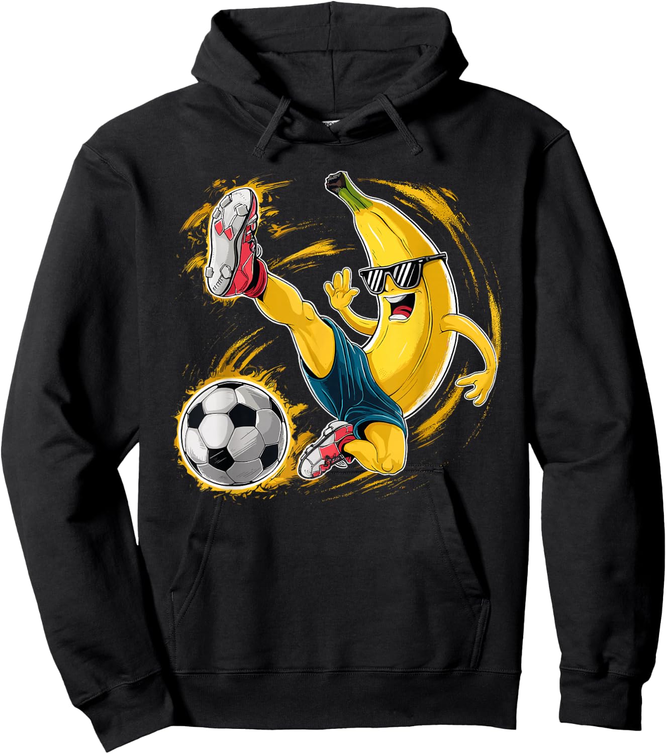 Sport Banana Football Player Fruit Cute Banana Soccer Player Hoodie - Hoodie | Black