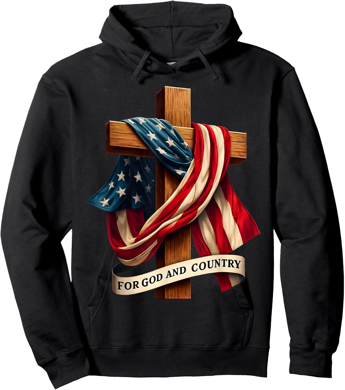 For God and Country Cross Christian Patriotic Jesus Lovers , Small, Black Hoodie - Hoodie | Black