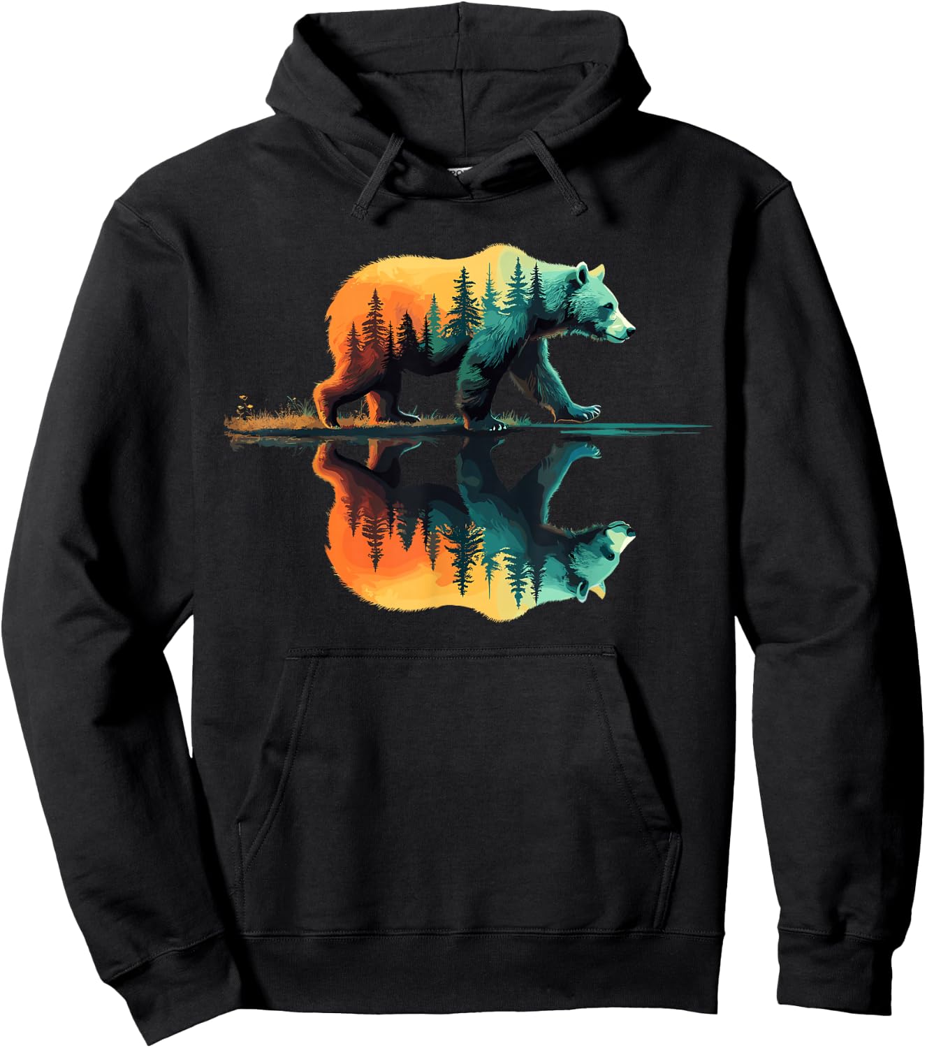 Nature Forest Mountains Trees Wildlife Bear Hoodie - Hoodie | Black