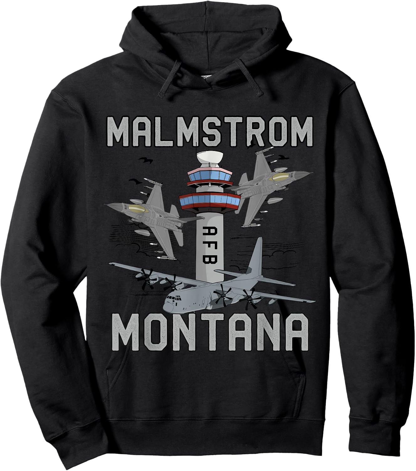 Malmstrom AFB Montana Air Force Base Fighter Jets Vintage Hoodie - Hoodie | Black