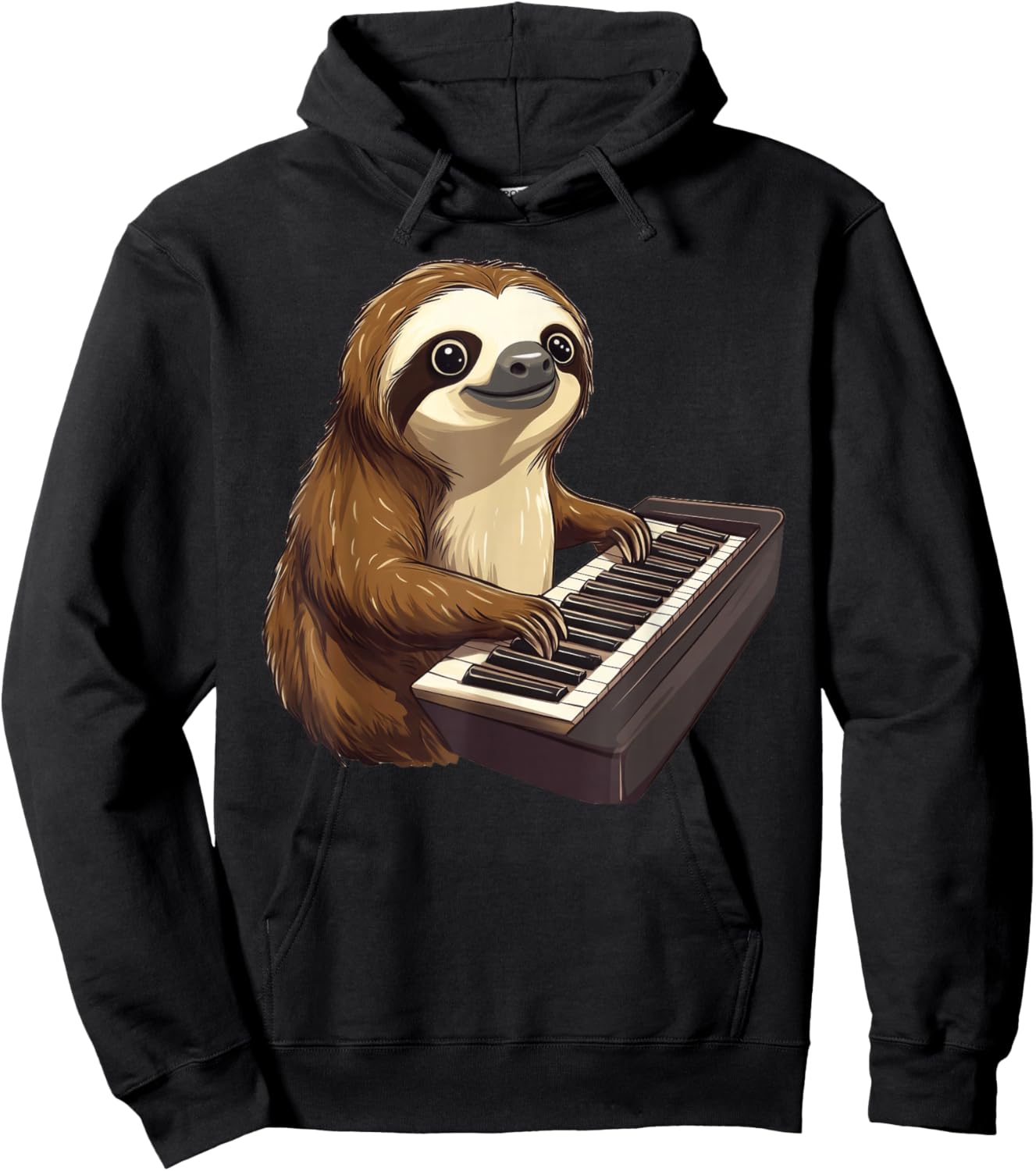 Cute Sloth Playing Piano Sloths Musician Music Hoodie - Hoodie | Black