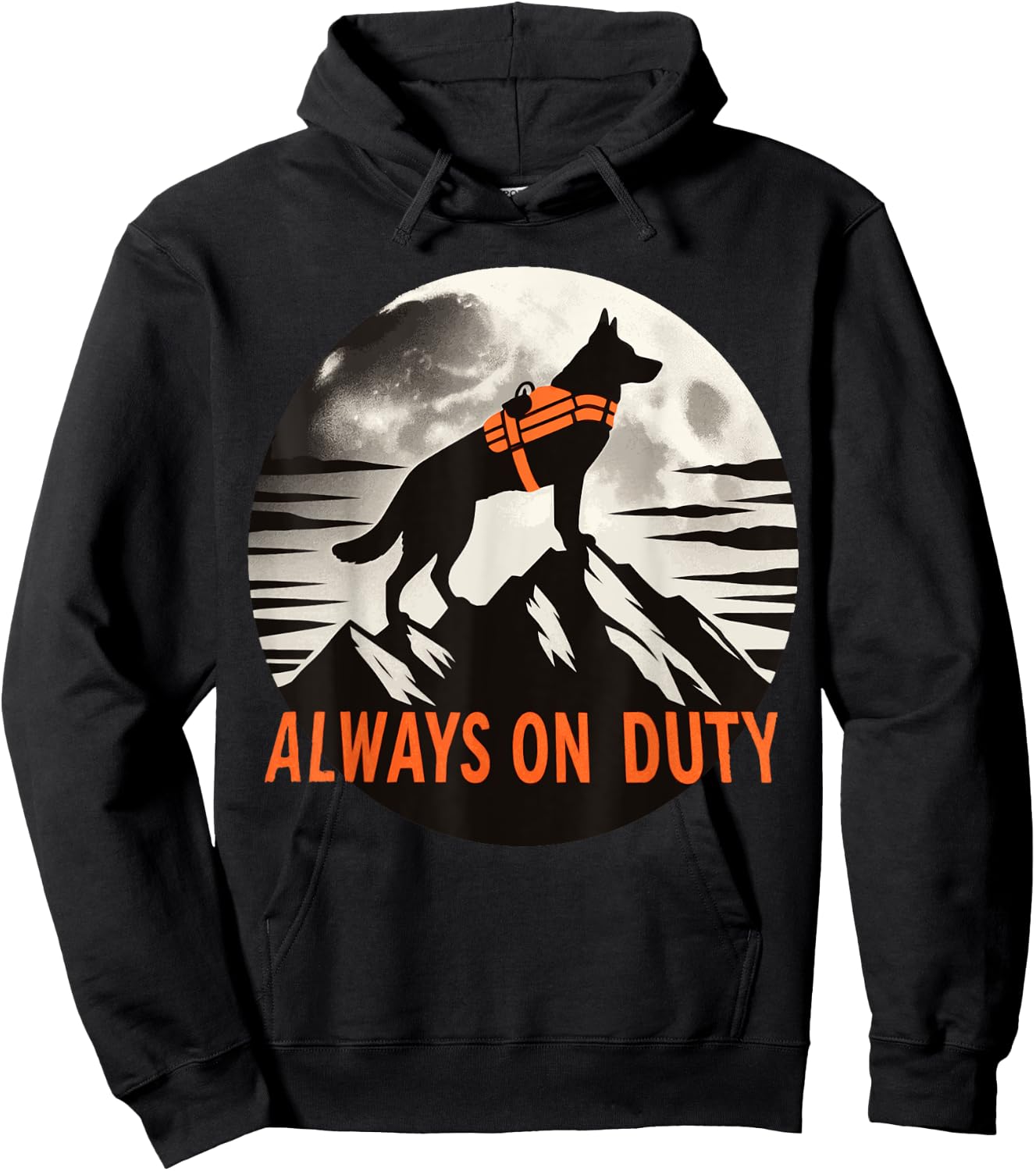Search and Rescue Dog Silhouette Always on Duty Mountain Women Kids Hoodie - Hoodie | Black