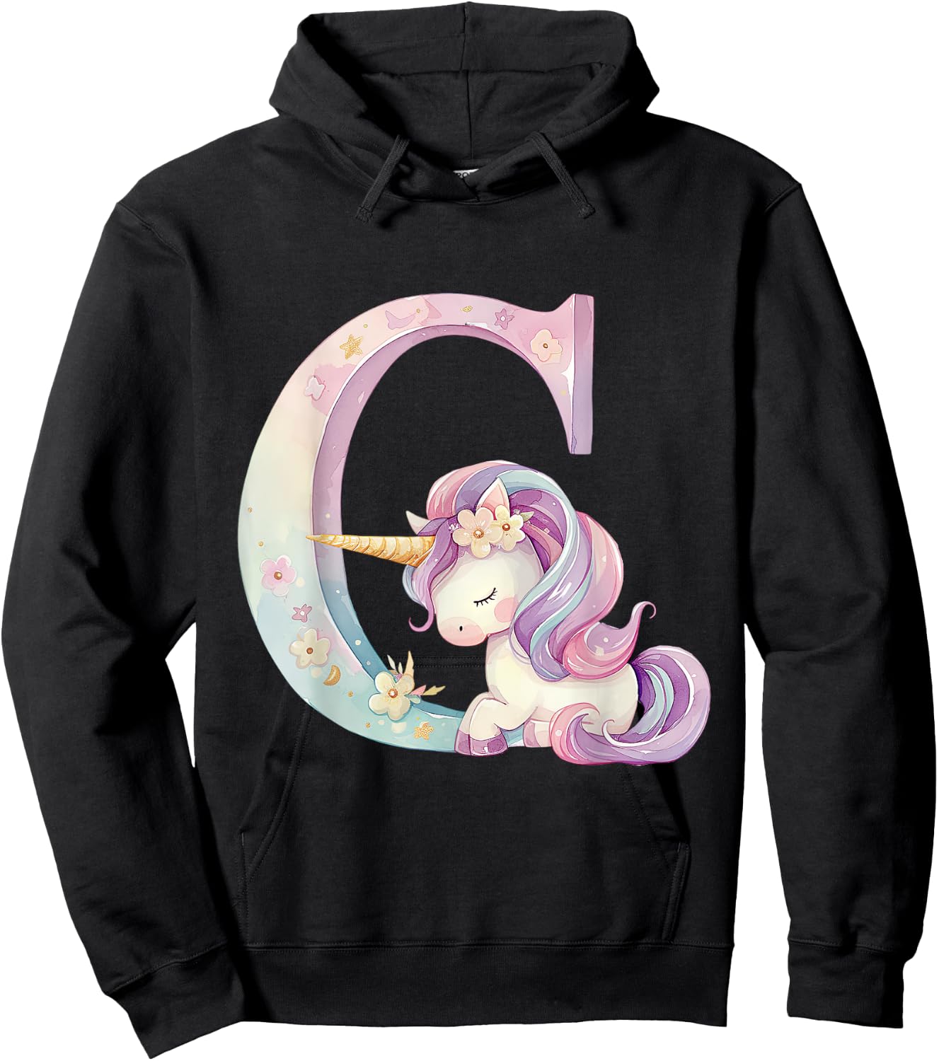 C Initial Letter Alphabet Unicorn Birthday Outfit Monogram C Hoodie - Hoodie | Black