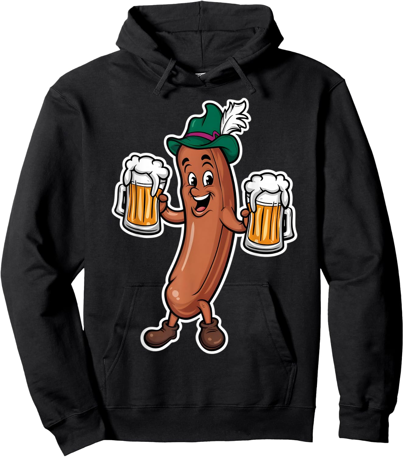 Oktoberfest Sausage Germany Lederhosen Bier Beer Hoodie - Hoodie | Black