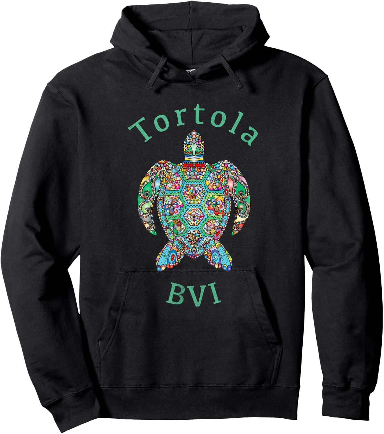 Tortola, British Virgin Islands Tribal Turtle Gift Hoodie - Hoodie | Black