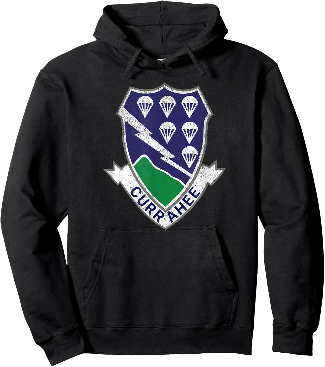 Patriotic Veteran Military Distressed 506th Infantry Veteran Hoodie - Hoodie | Black