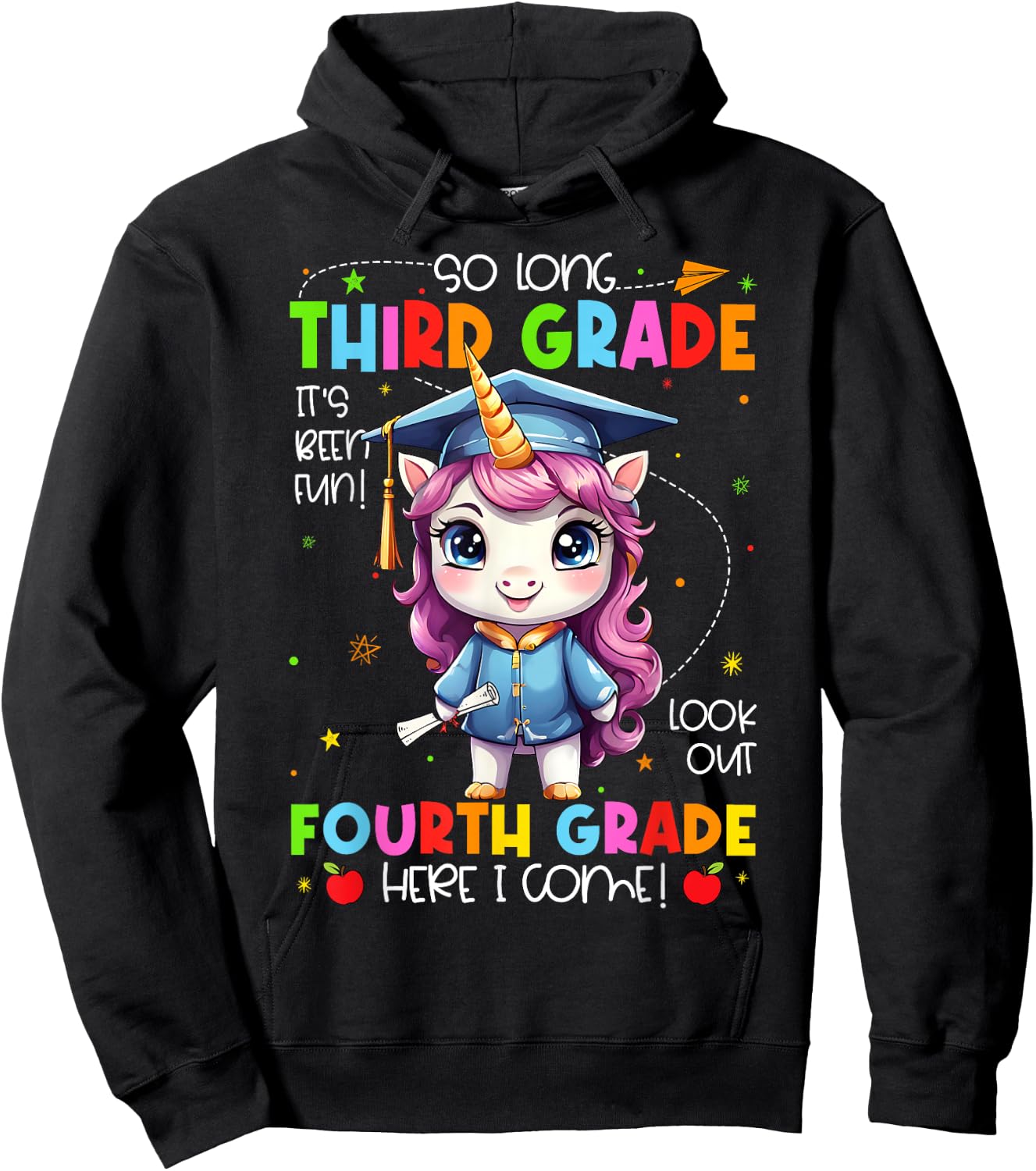 Unicorn So Long 3rd Grade Graduation Last Day Of School Hoodie - Hoodie | Black