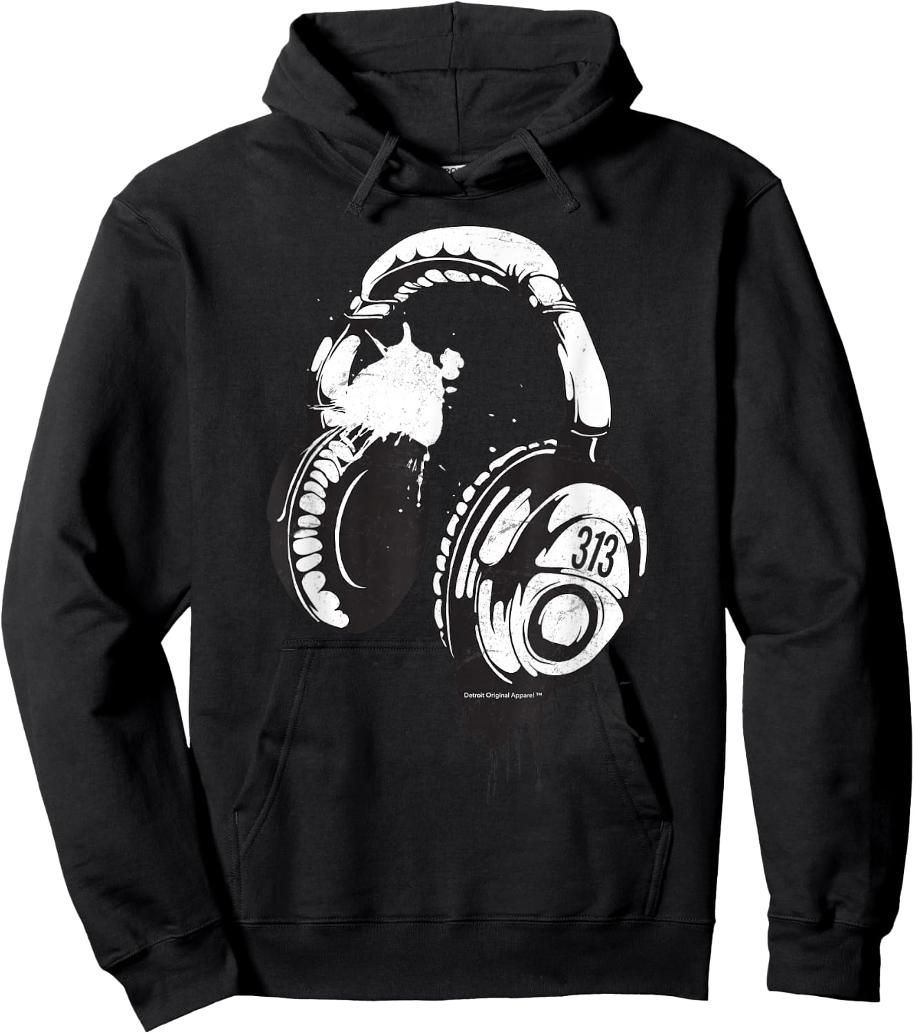 Detroit Techno Shirt 313 DJ Headphones Festival Club Hoodie - Hoodie | Black