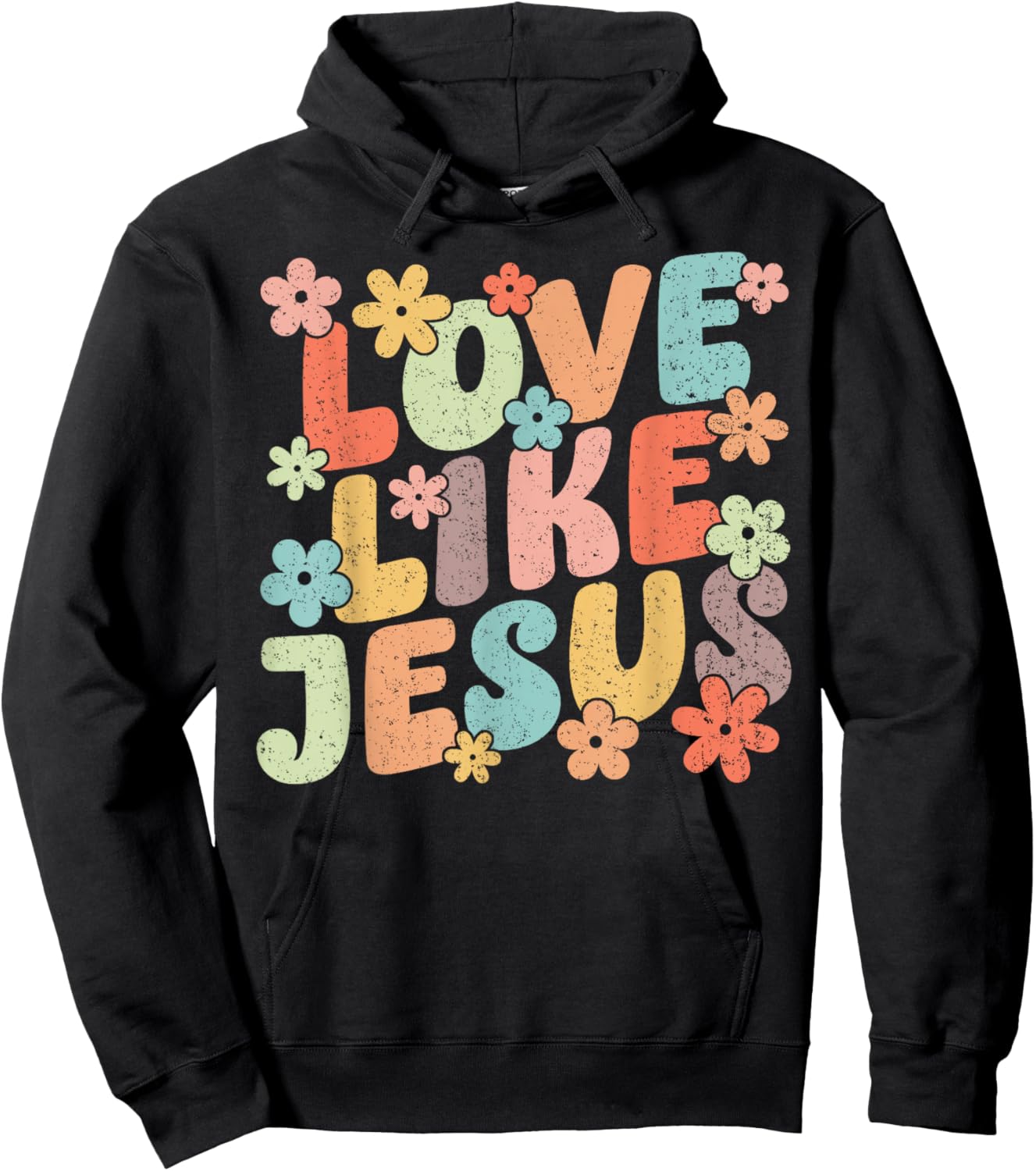 Love Like Jesus Christ Faith Christian Retro Groovy Graphic Hoodie - Hoodie | Black