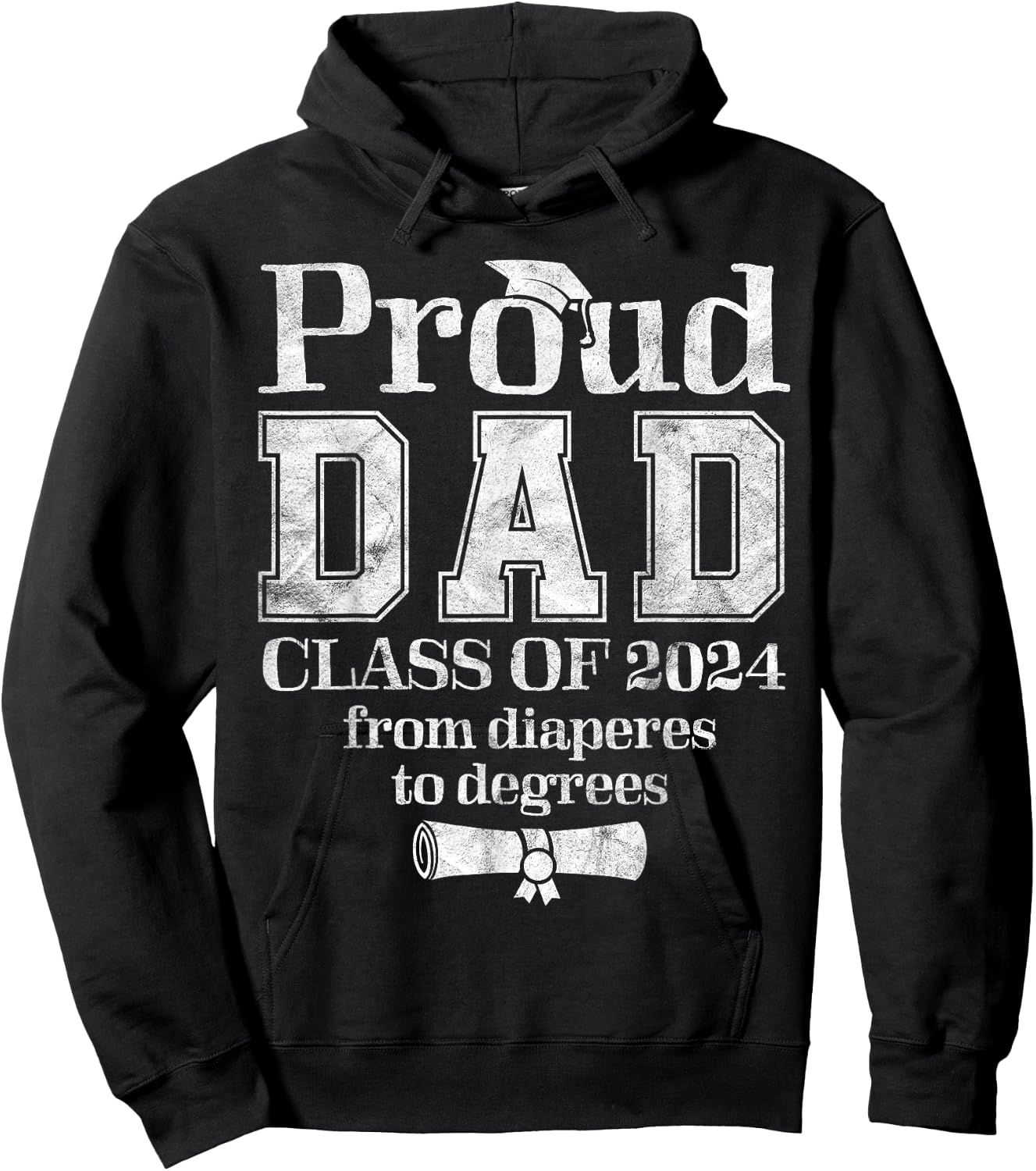 Proud Dad of 2024 Graduate Father Senior 24 Graduation Gift Hoodie - Hoodie | Black
