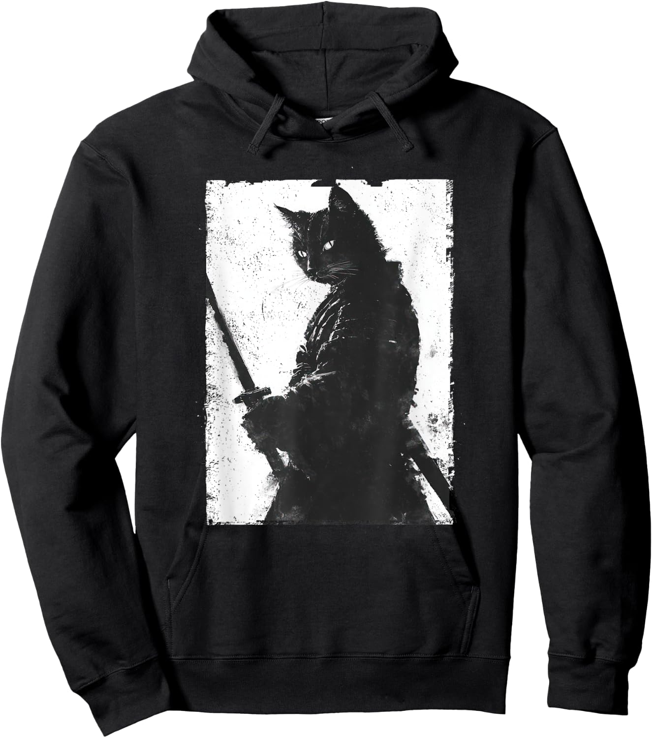 Vintage Samurai Cat Graphic Art Japanese Ukiyo-e Women Girls Kids Hoodie - Hoodie | Black