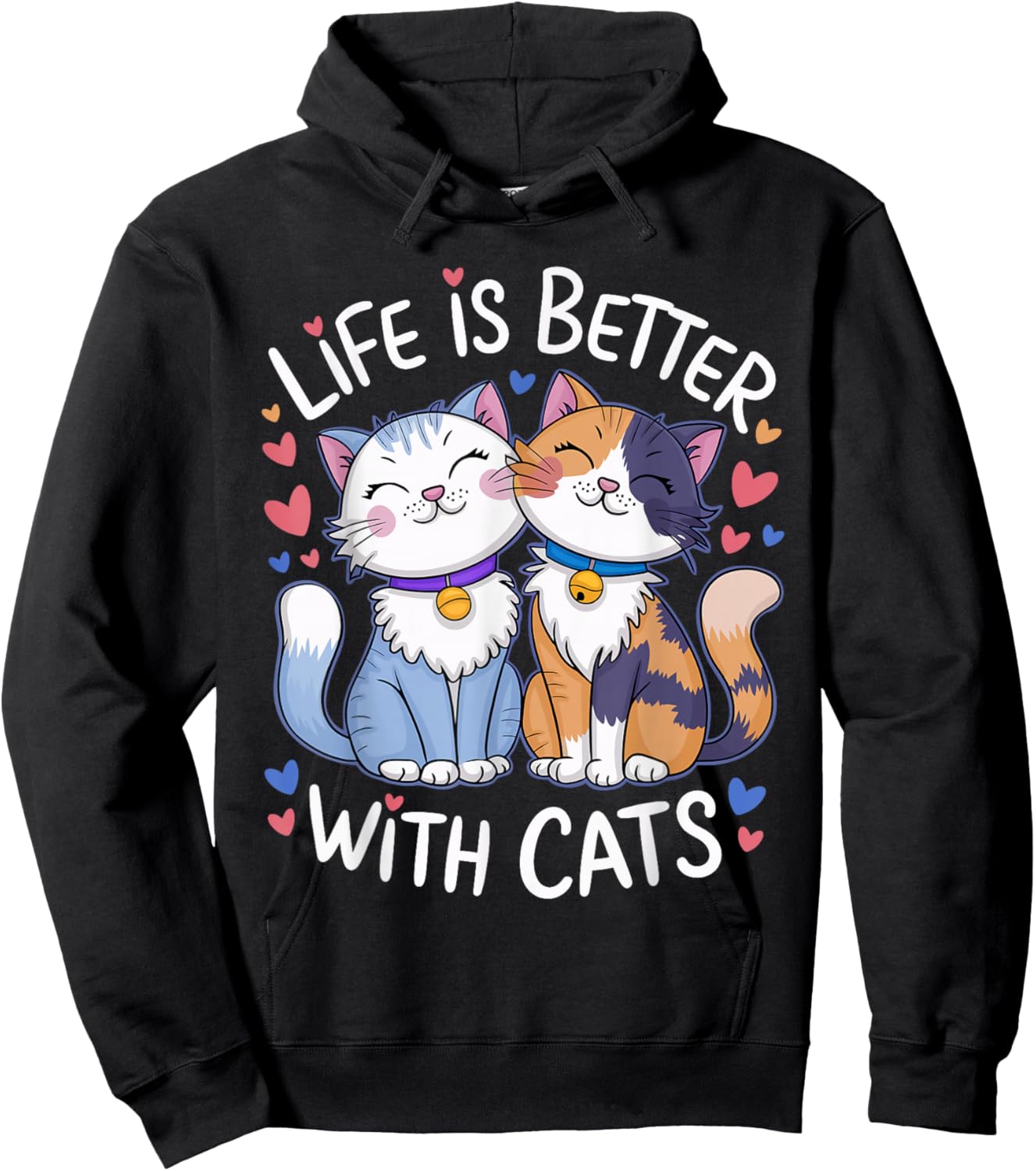 Life Is Better With Cats Cute Cat Lover Valentine's Hoodie - Hoodie | Black