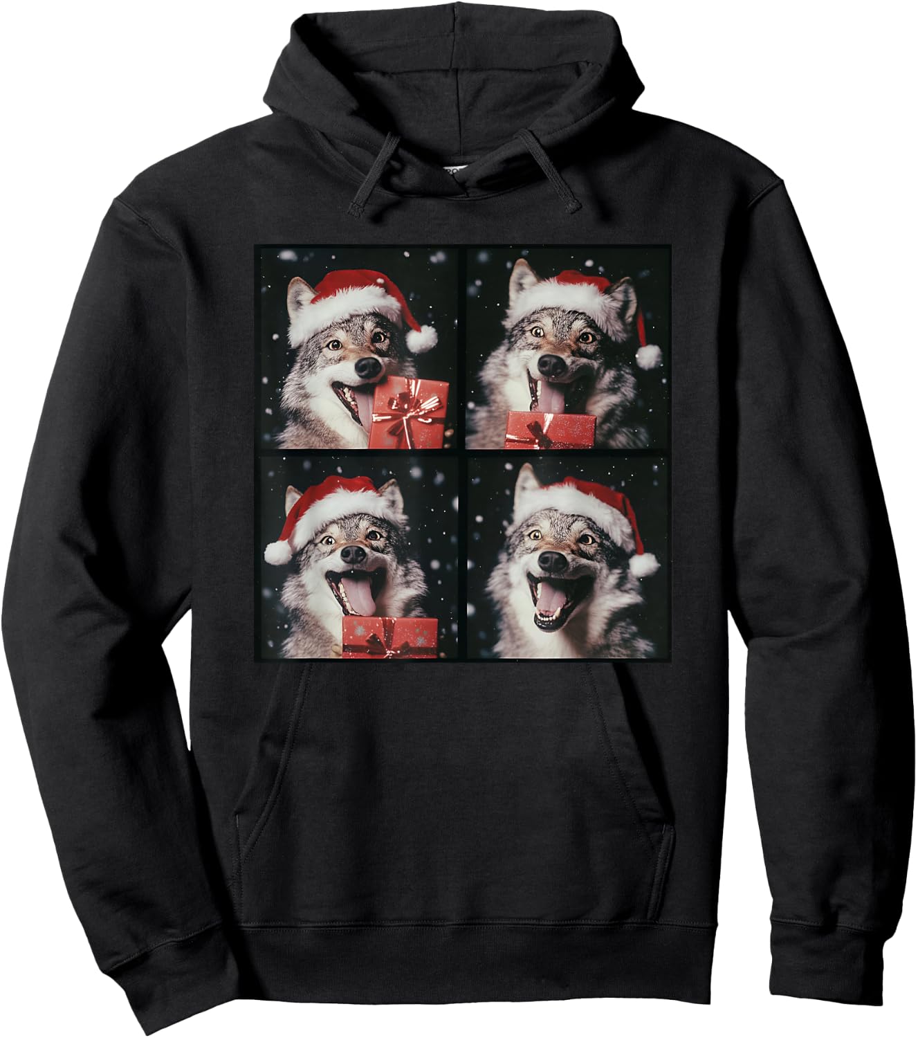 Funny Wolf Christmas Hoodie - Hoodie | Black