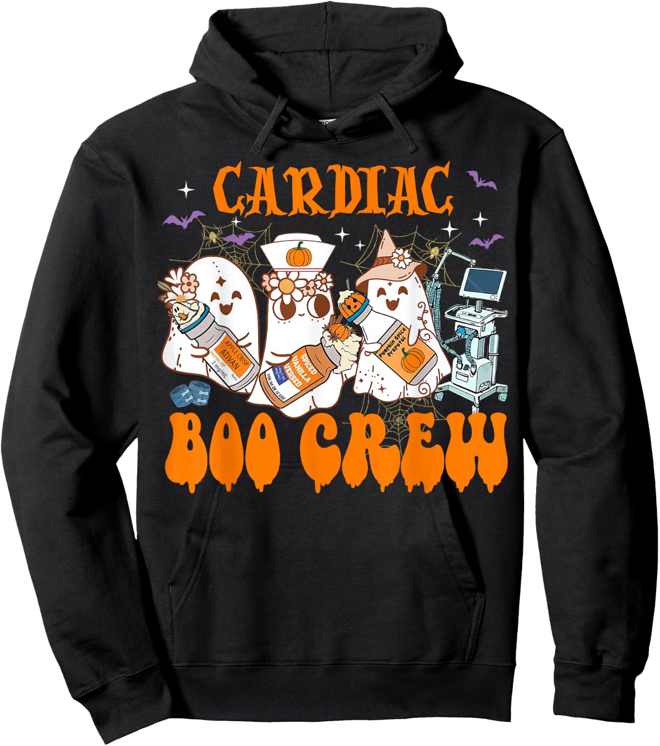 Cardiac Nurse Halloween Anesthetist Boo Crew Squad Hoodie - Hoodie | Black