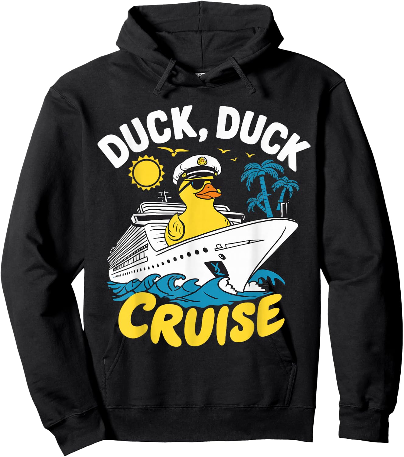 Duck Duck Cruise Ship Family Matching Vacation Rubber Duck Hoodie - Hoodie | Black