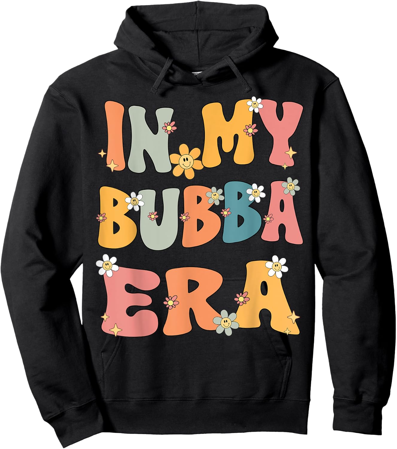 In My Bubba Era Retro Groovy Bubba Grandma Mothers day Cute Hoodie - Hoodie | Black