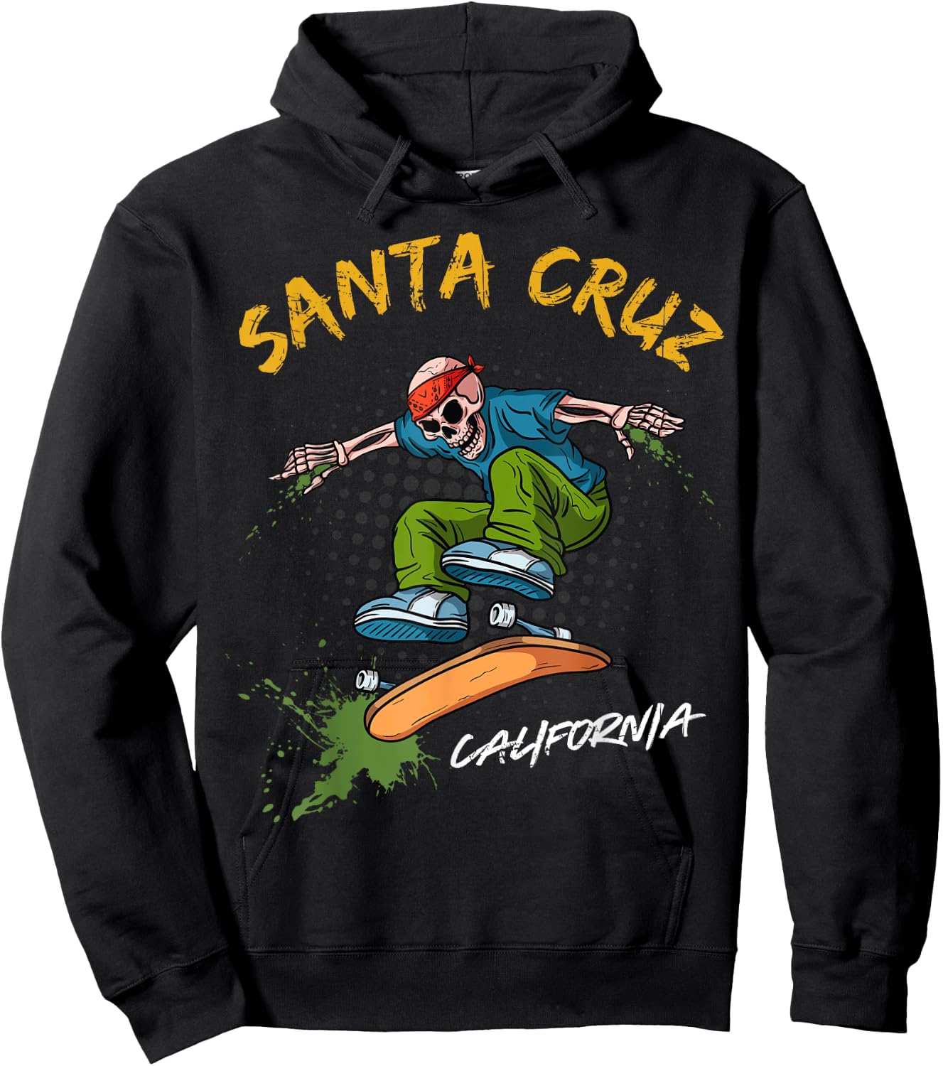 Santa-Cruz Skeleton Skateboard Beach Funny Halloween men Hoodie - Hoodie | Black