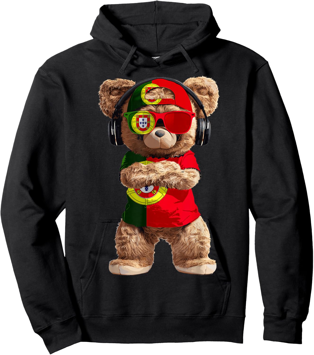 Portugal Flag Souvenirs Bear Outfit Products Portuguese Hoodie - Hoodie | Black