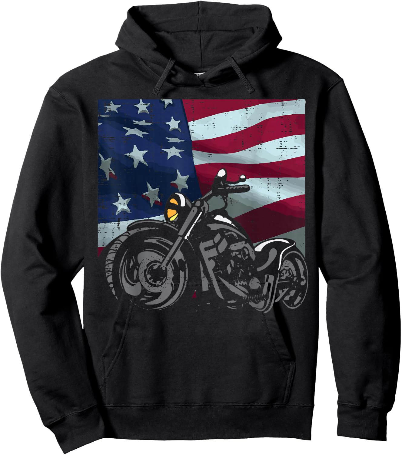 Motorcycle US Flag Biker Motorbike Patriotic Men Women Kids Hoodie - Hoodie | Black