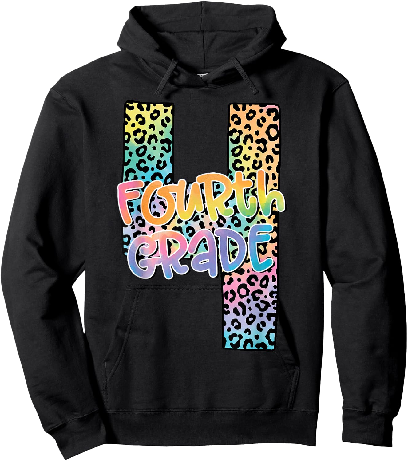 Fourth Grade Leopard Tie Dye Back To School 4th Grade Team Hoodie - Hoodie | Black