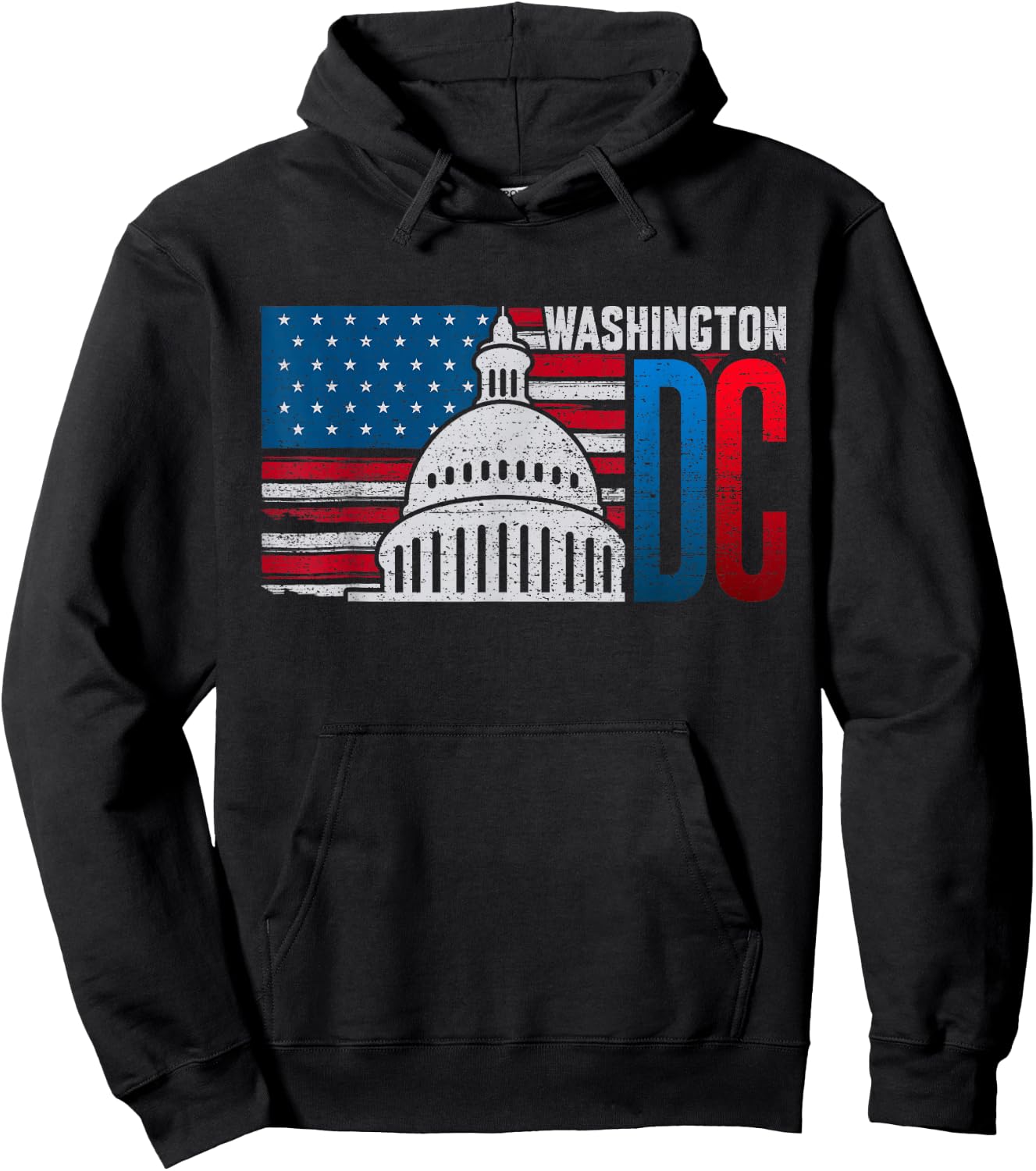Washington DC Capitol Hill American Flag USA Pride Souvenir Hoodie - Hoodie | Black
