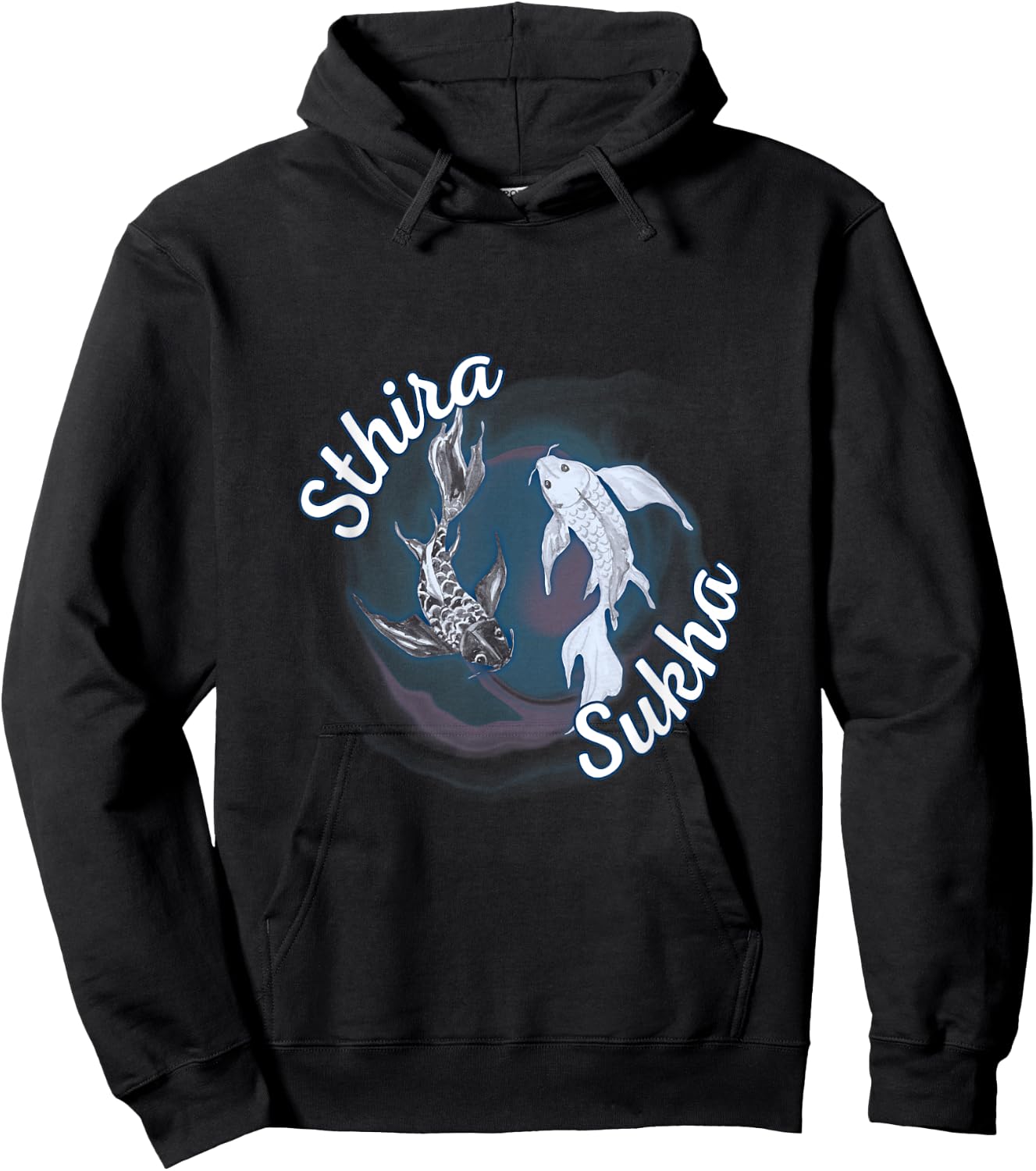 Sthira And Sukha Yoga Asana Steadiness Ease Yin Yang Hoodie - Hoodie | Black