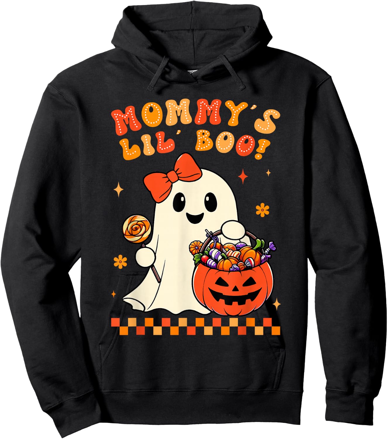 Groovy Halloween Ghost Mommys Lil Boo Girls Kids Toddler Hoodie - Hoodie | Black