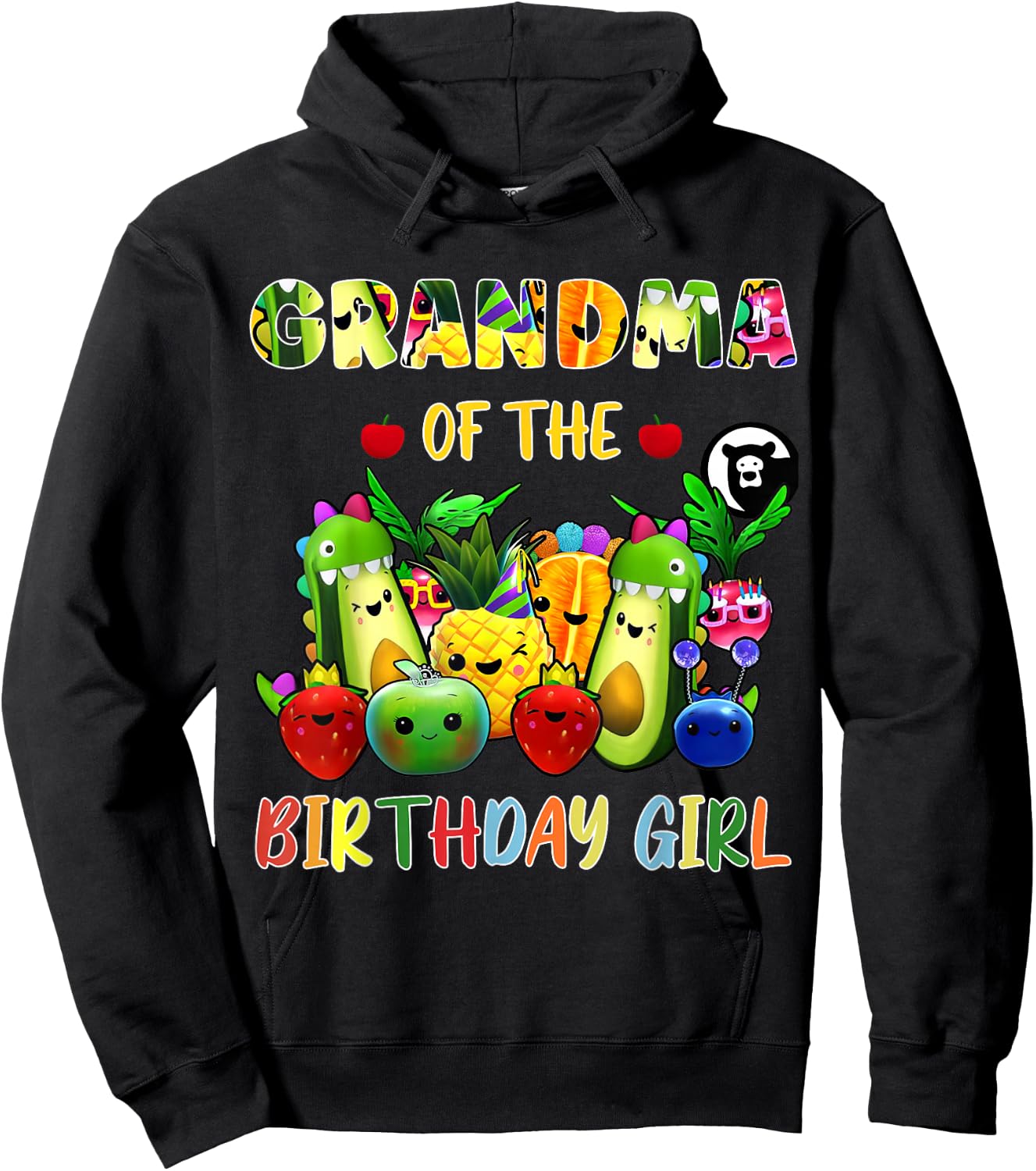 Grandma Of The Birthday Girl Family Fruit Birthday Hey Bear Hoodie - Hoodie | Black