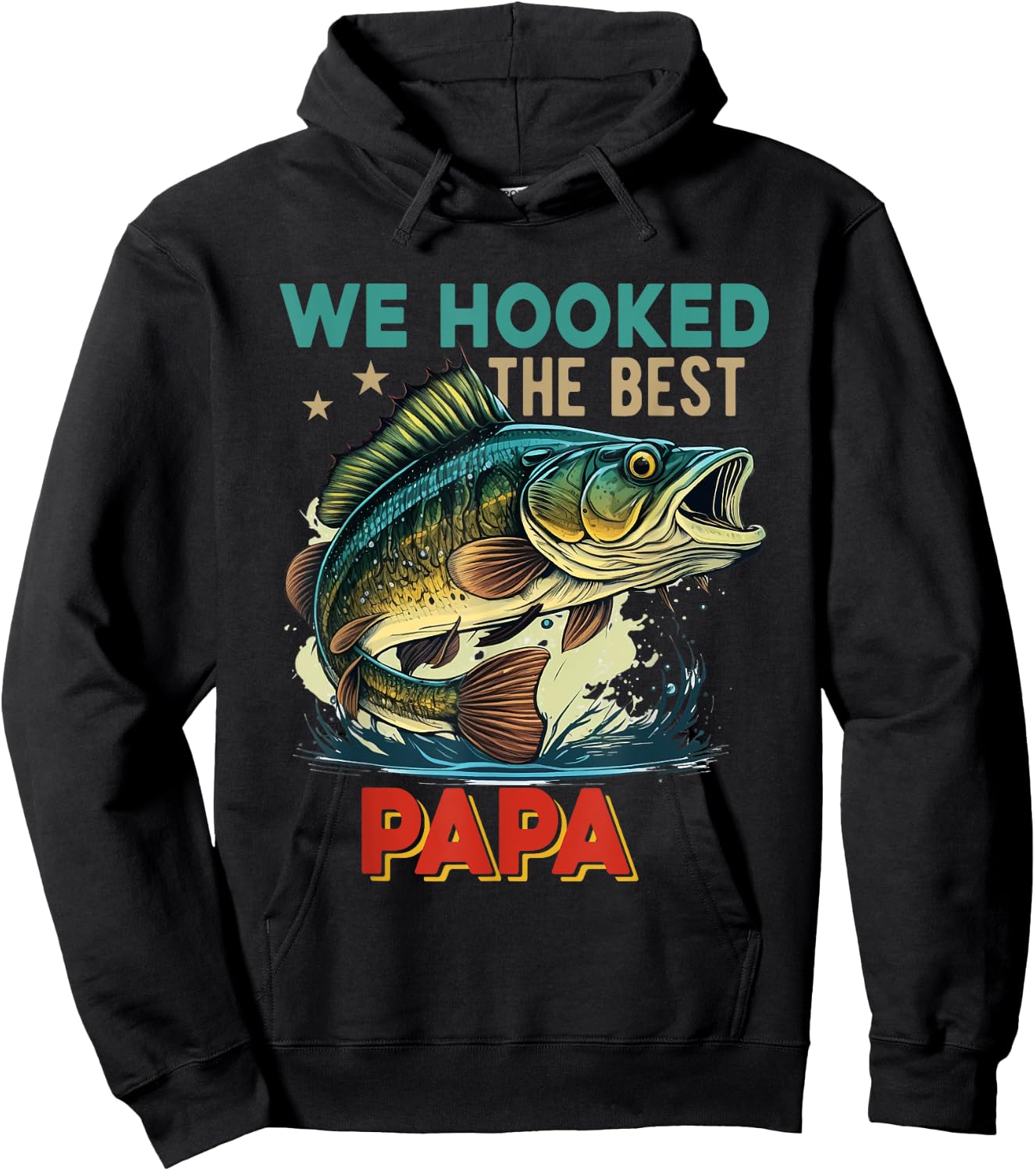 Vintage Retro We Hooked The Best Papa Father's Day Fisher Hoodie - Hoodie | Black