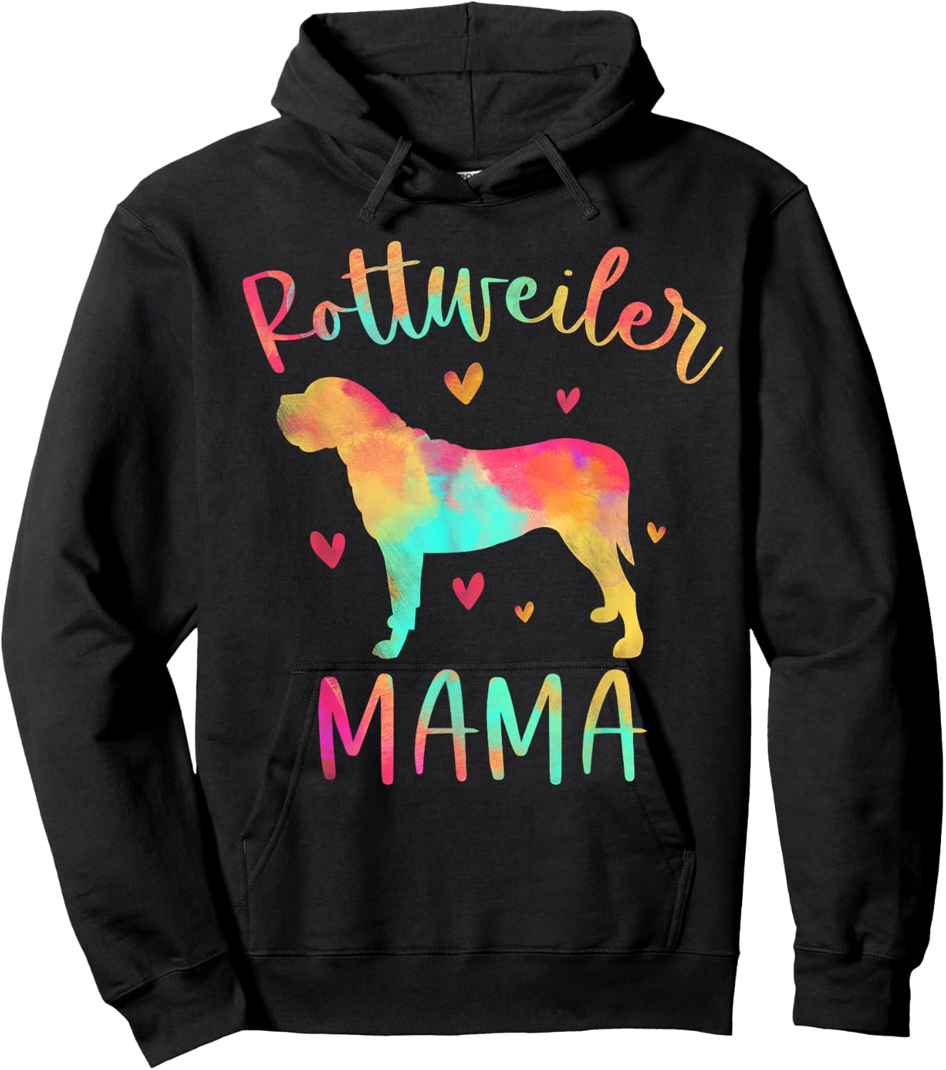 Rottweiler Mama Colorful Rottie Gifts Dog Mom Hoodie - Hoodie | Black