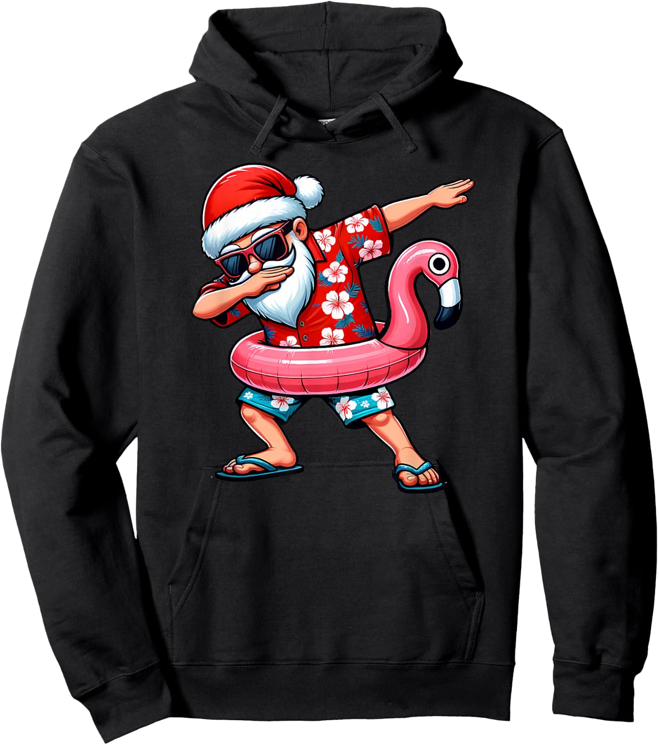 Dabbing Santa Christmas in July Hawaiian Xmas Dab Boys Men Hoodie - Hoodie | Black