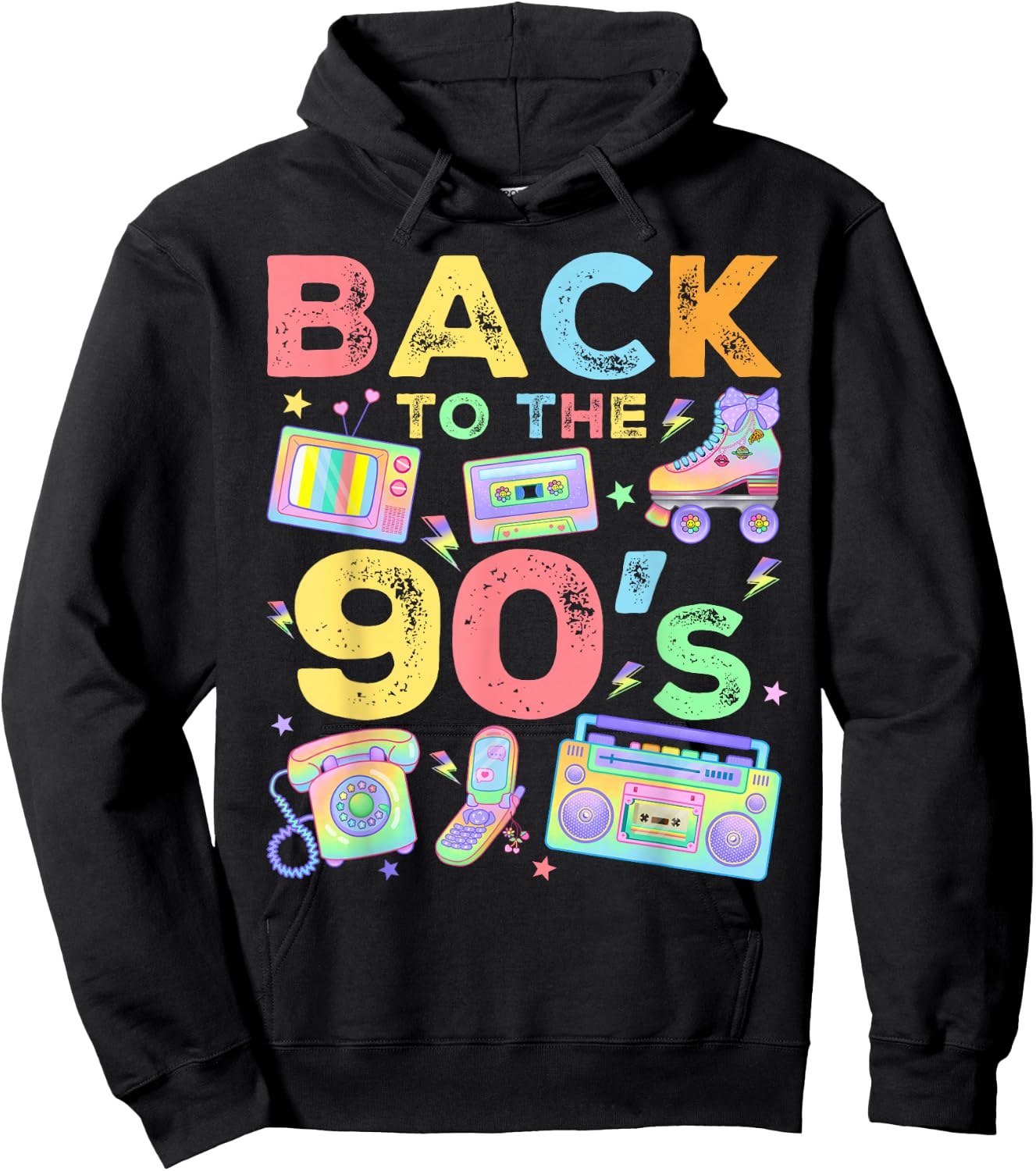 Back To 90's 1990s Vintage Style Nineties Retro Party Hoodie - Hoodie | Black