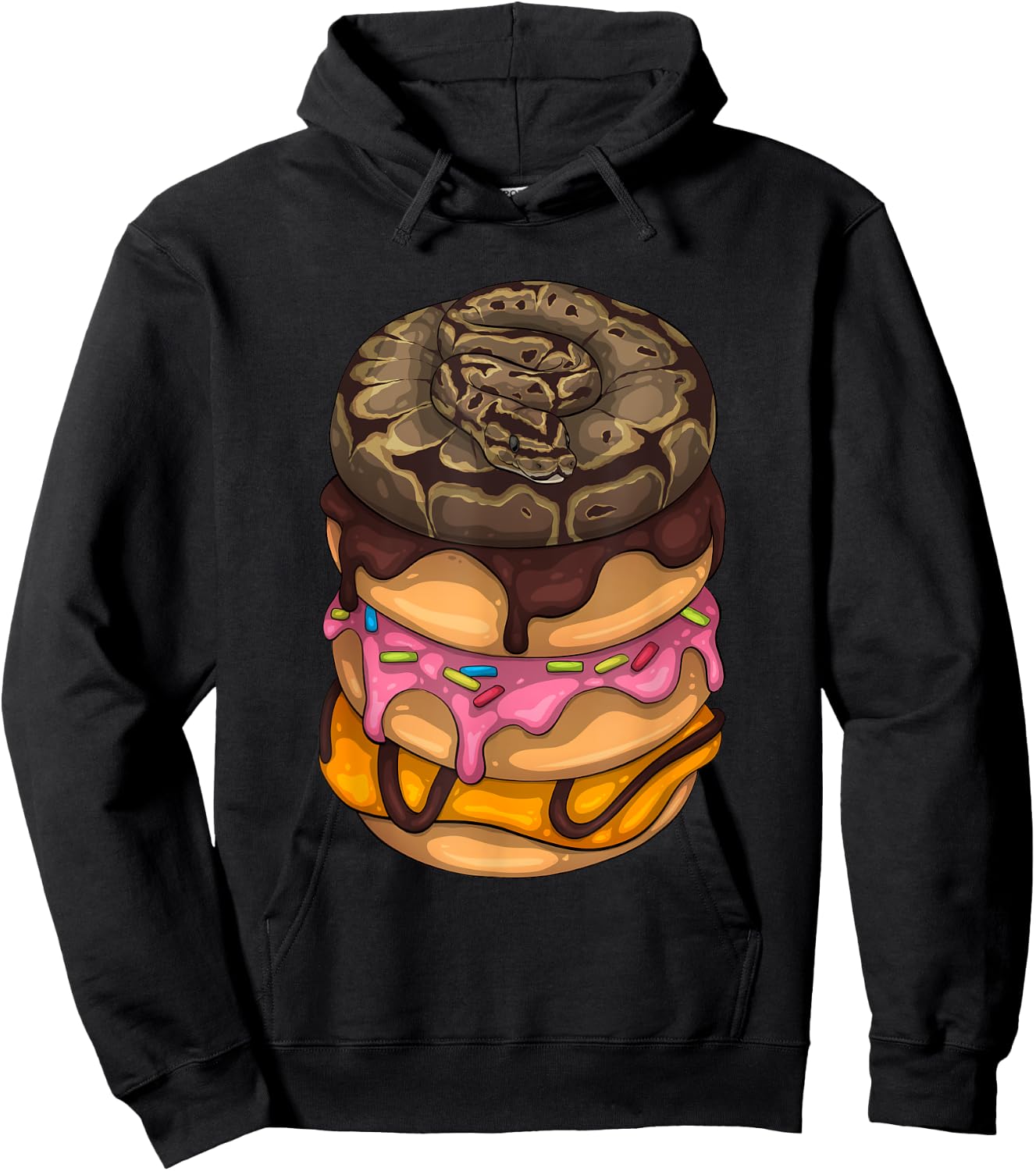 Cool Snake Women Donut Ball Python Reptile Doughnut Hoodie - Hoodie | Black