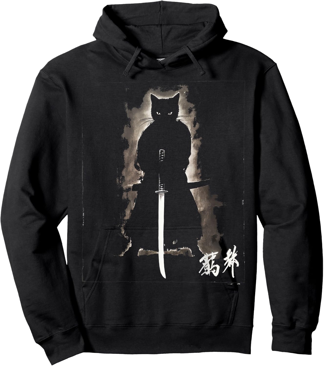 Vintage Samurai Cat Graphic Art Japanese Ukiyo-e Men Women Kids Hoodie - Hoodie | Black