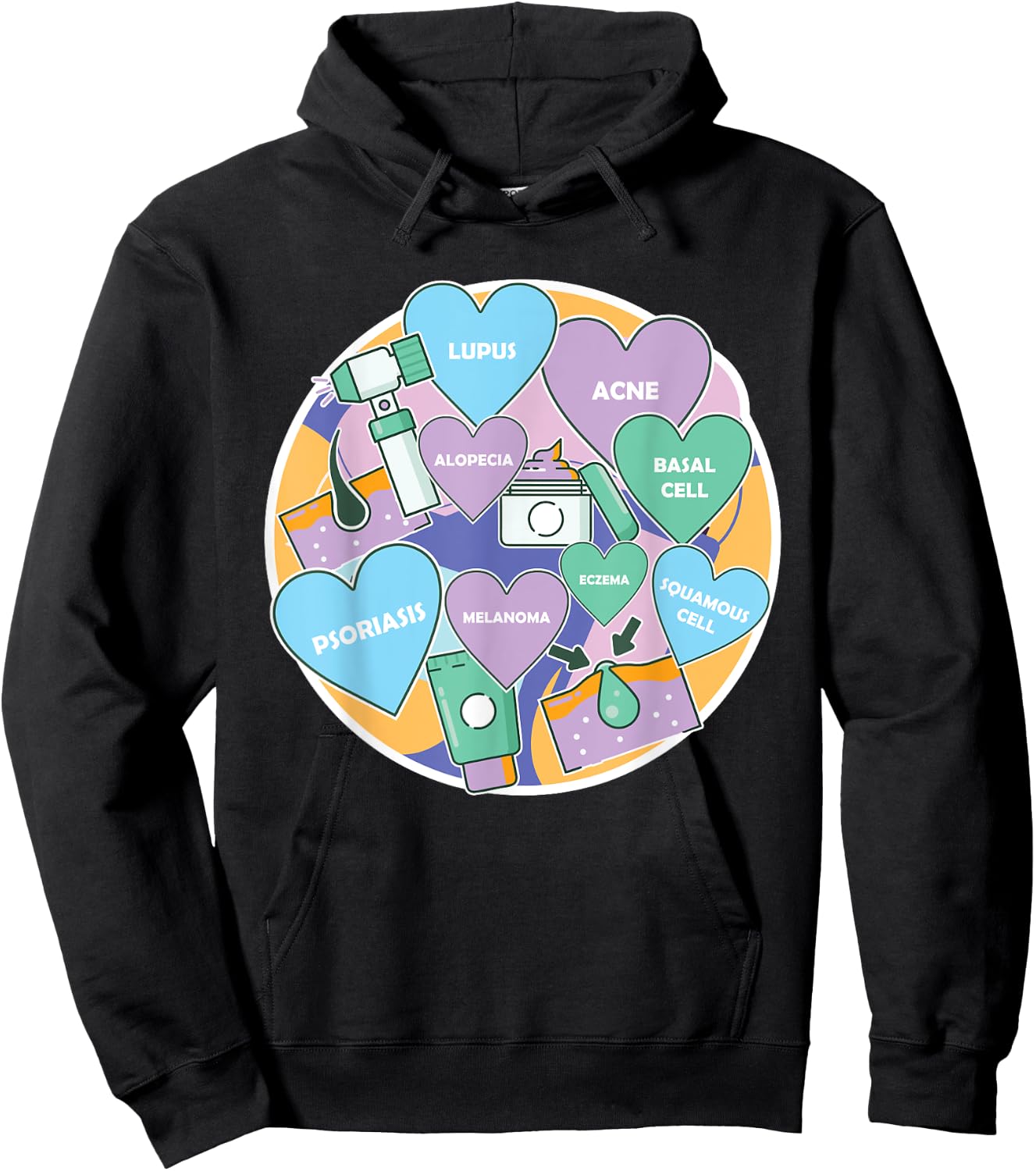 Dermatologist Team Love Dermatology Profession Skin Doctor Hoodie - Hoodie | Black
