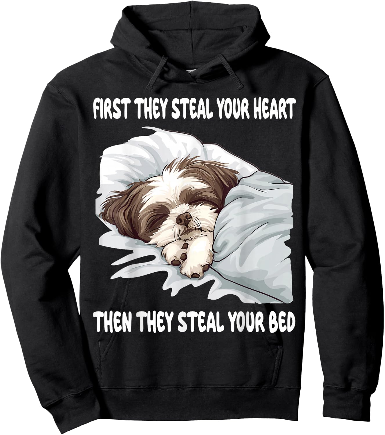 Shih Tzu Sleeping Pajamas Nightgown Hoodie - Hoodie | Black