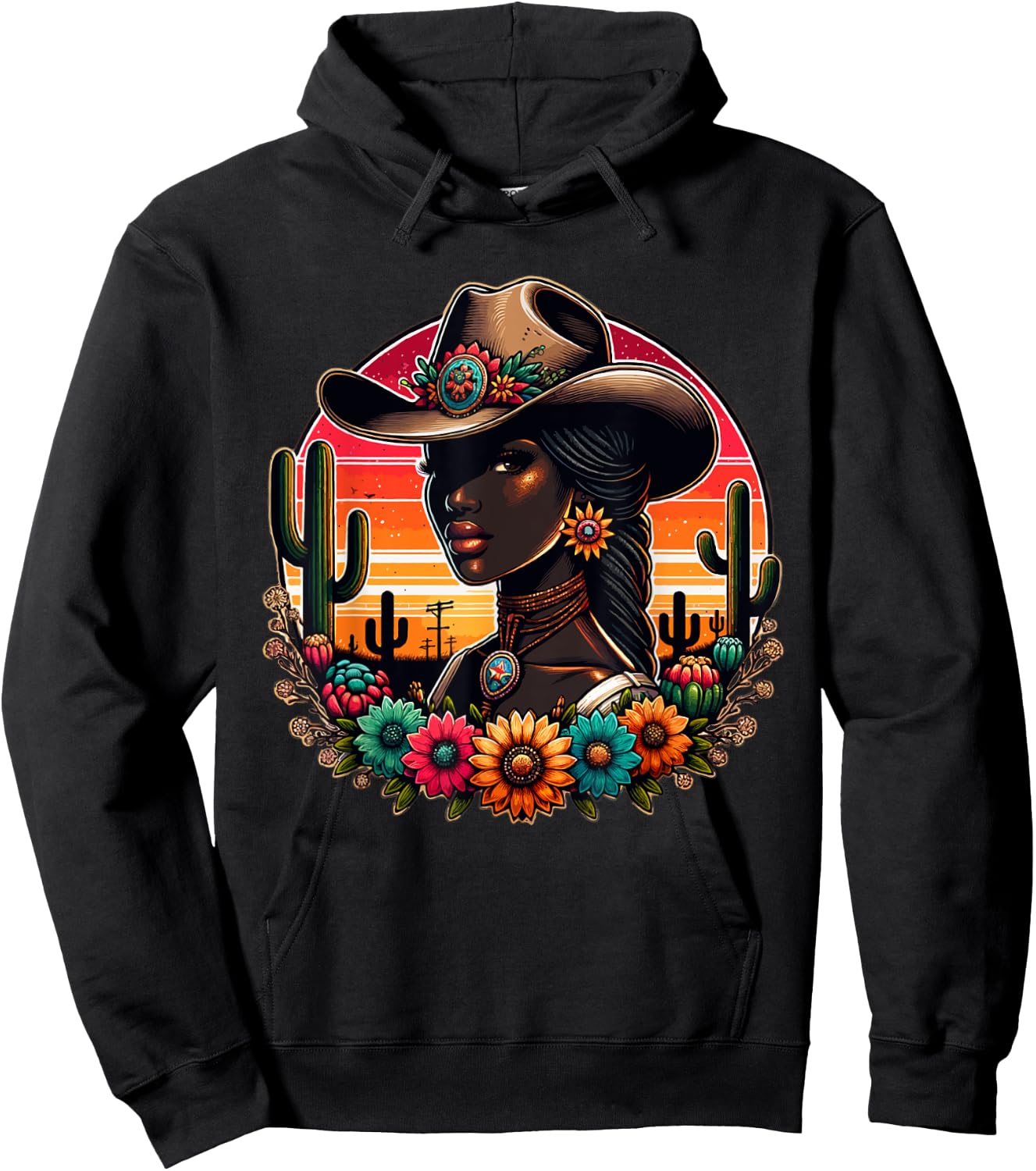 Black Cowgirl Western Rodeo Melanin Texas Woman Girl country Hoodie - Hoodie | Black
